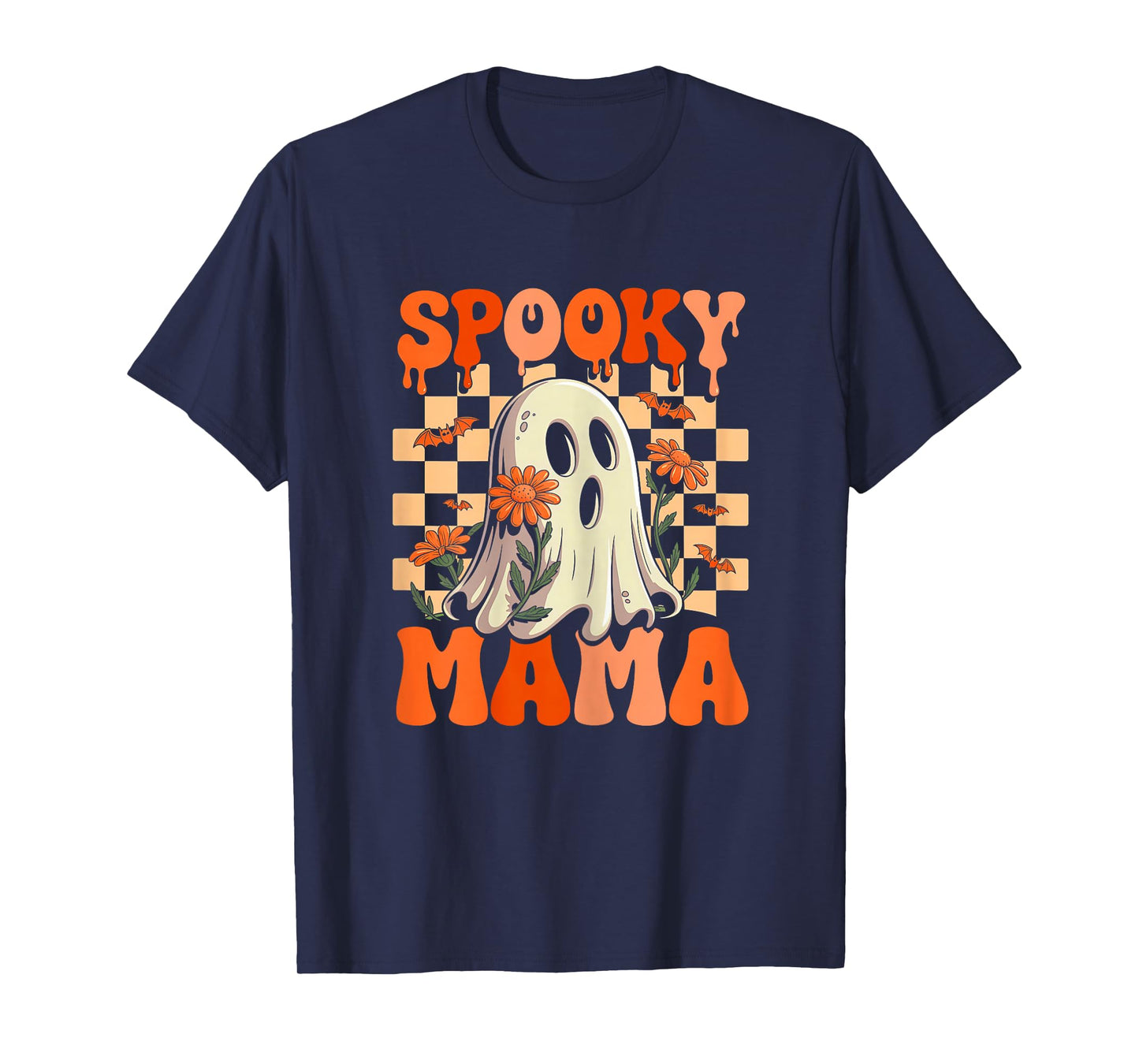 Spooky Mama Groovy Vintage Ghost Halloween Spooky Mom Mother T-Shirt