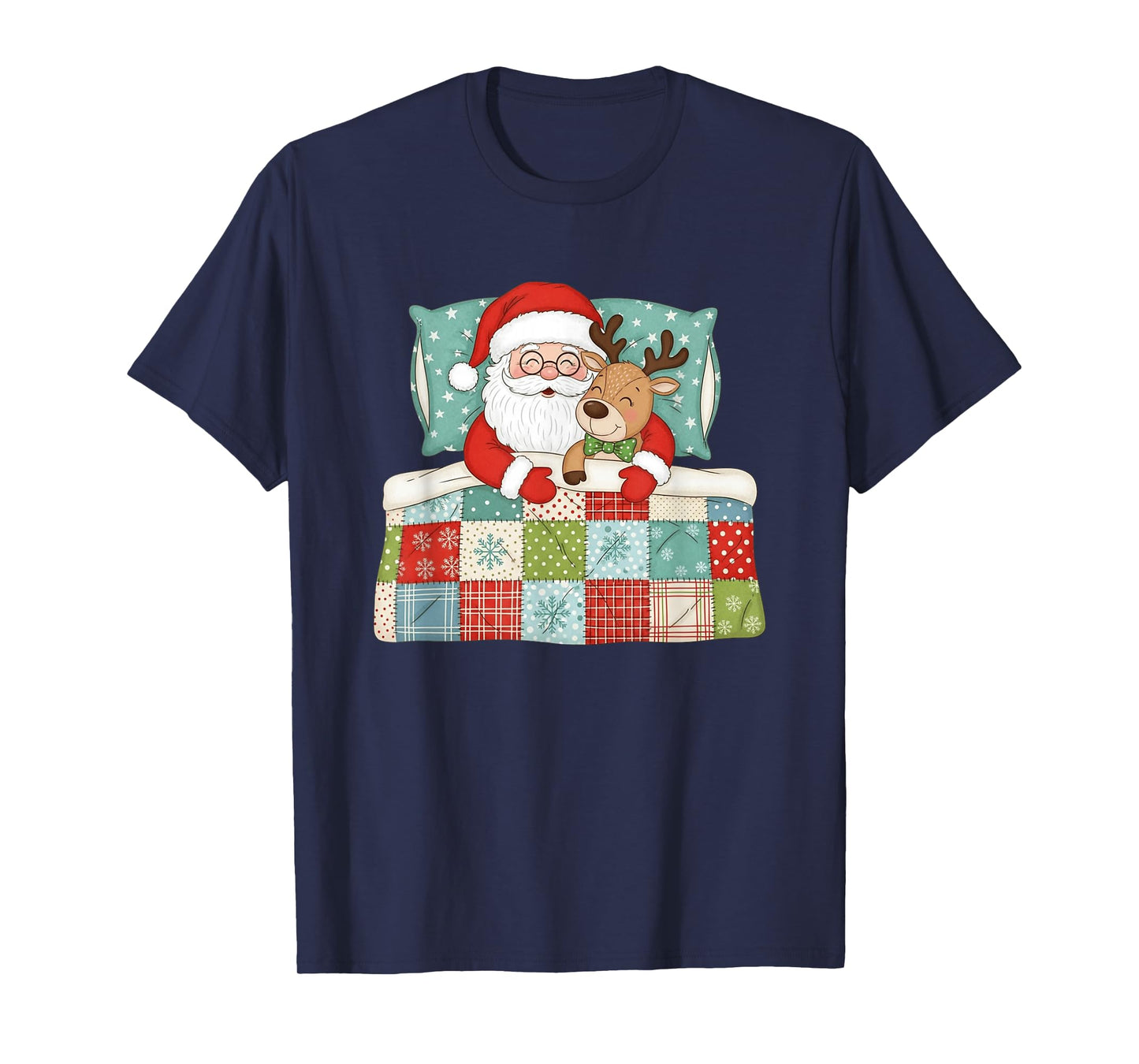 Santa Claus and Reindeer Sleeping Christmas T-Shirt