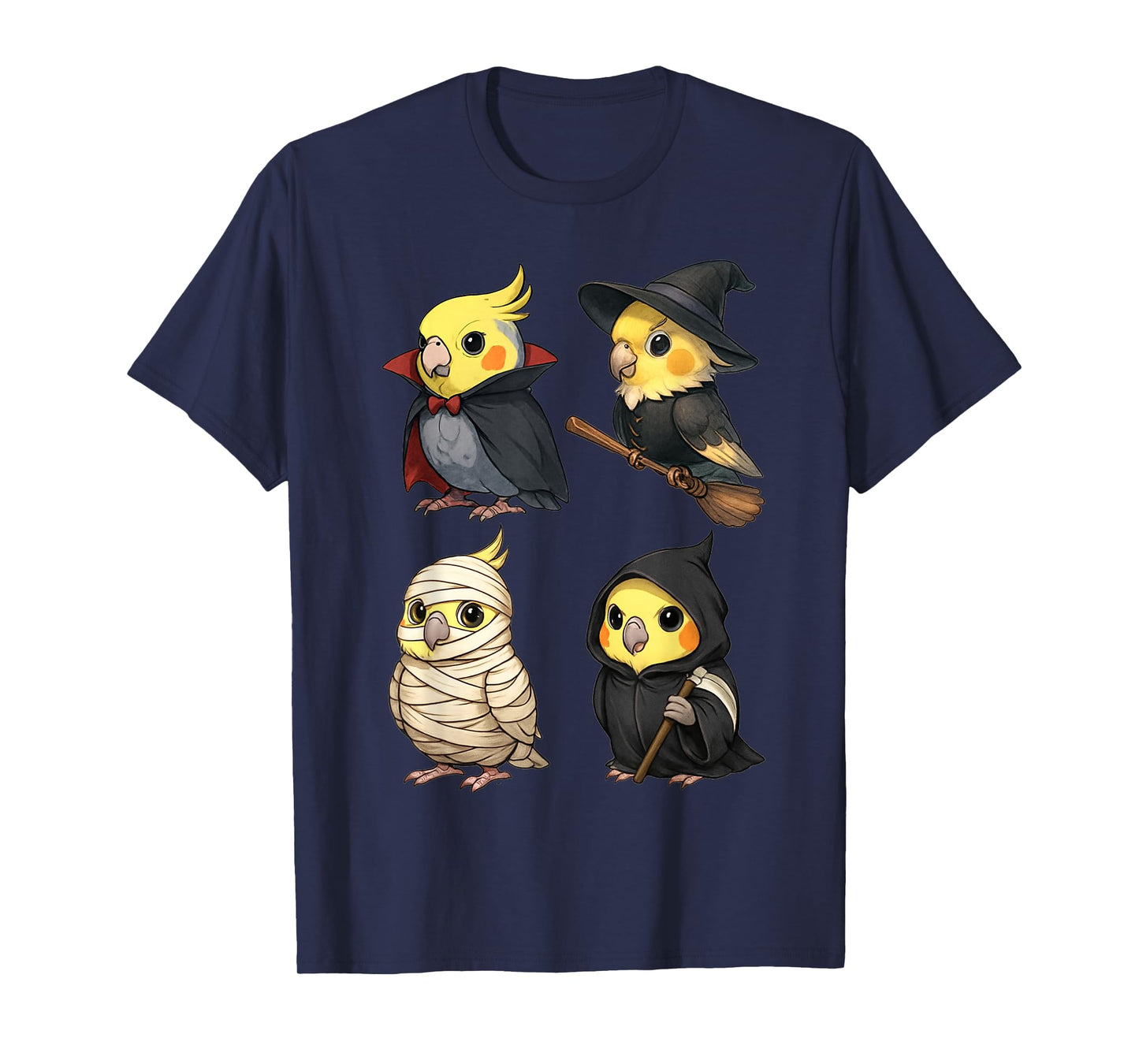 Cute Cockatiel Parrot Witch Boo Mummy Halloween Boys & Girls T-Shirt