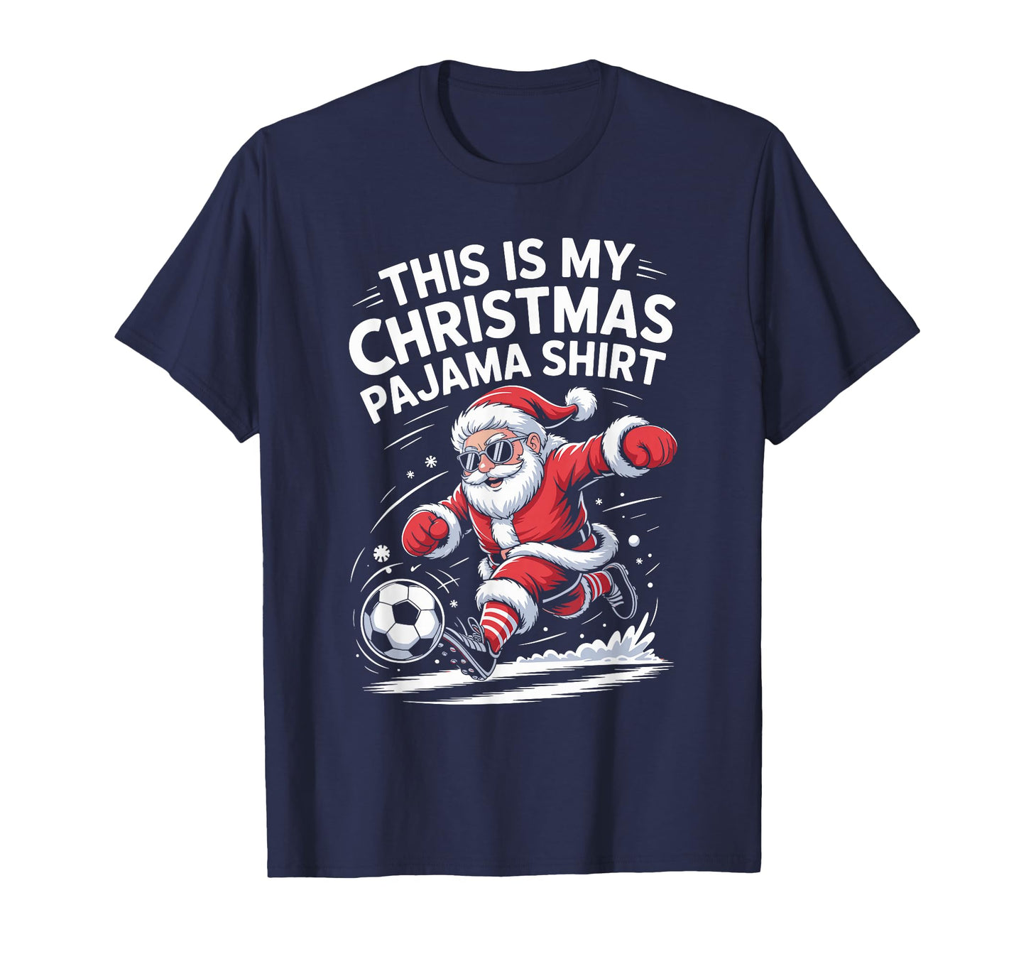 Funny Santa Claus Soccer Player Christmas for Kids Men T-Shirt