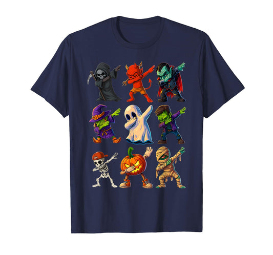 Dabbing Halloween Boys Skeleton Zombie Scary Pumpkin Mummy T-Shirt