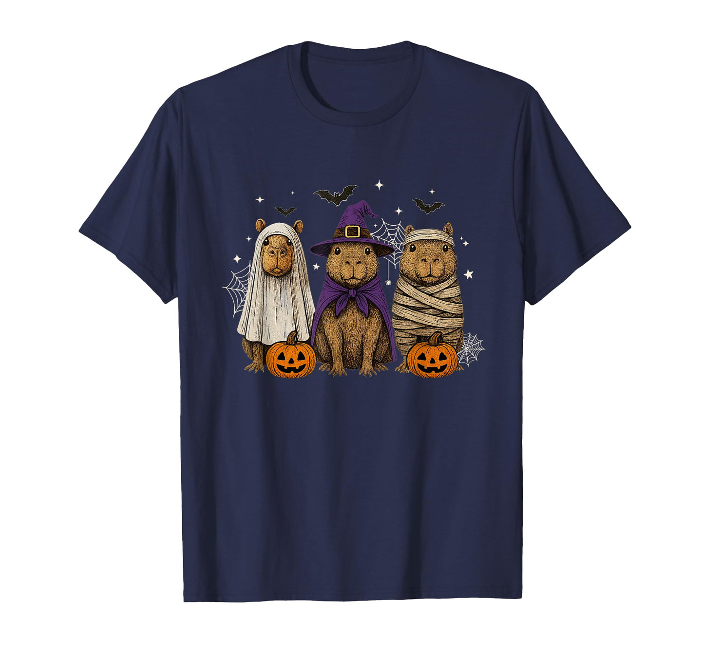 Capybara Ghost Witch Mummy Halloween Costume Men Women Kids T-Shirt