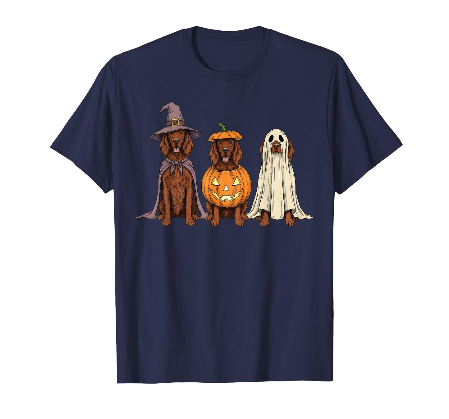 Spooky Ghost Irish Setter Pumpkin Halloween Dog Lover T-Shirt