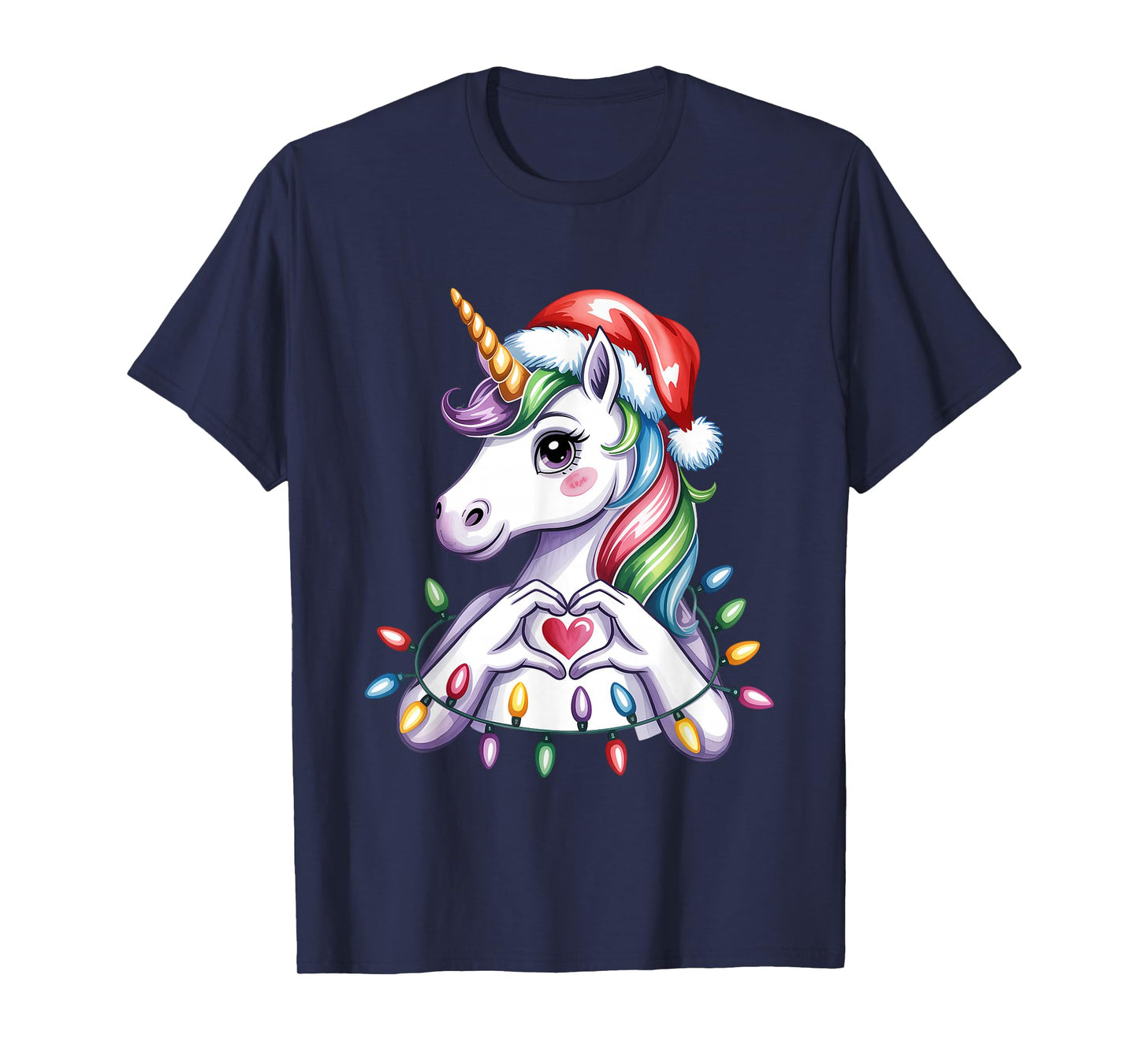 Unicorn Santa Hat Christmas T-Shirt