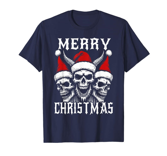 Dark Christmas Santa Skulls Gothic Edgy Xmas T-Shirt
