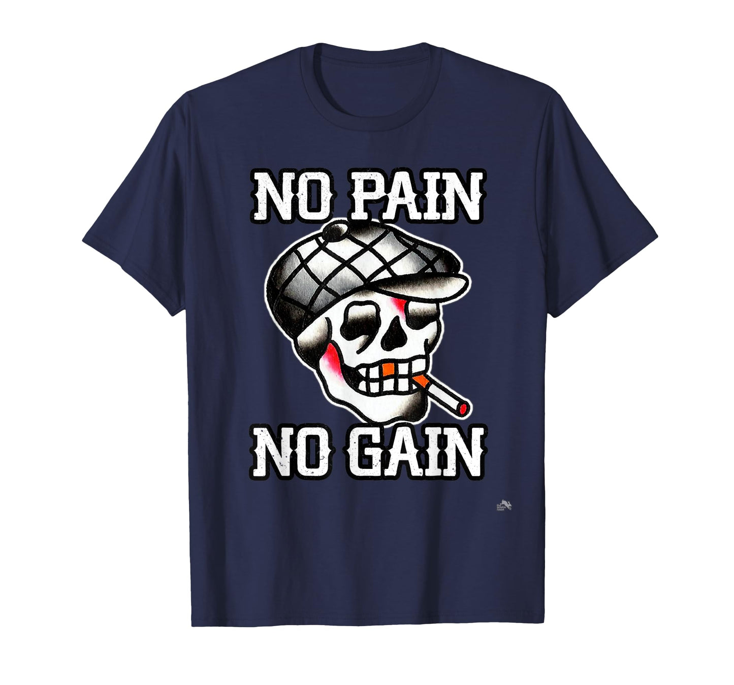 No Pain No Gain Smoking Tattoo Skull T-Shirt