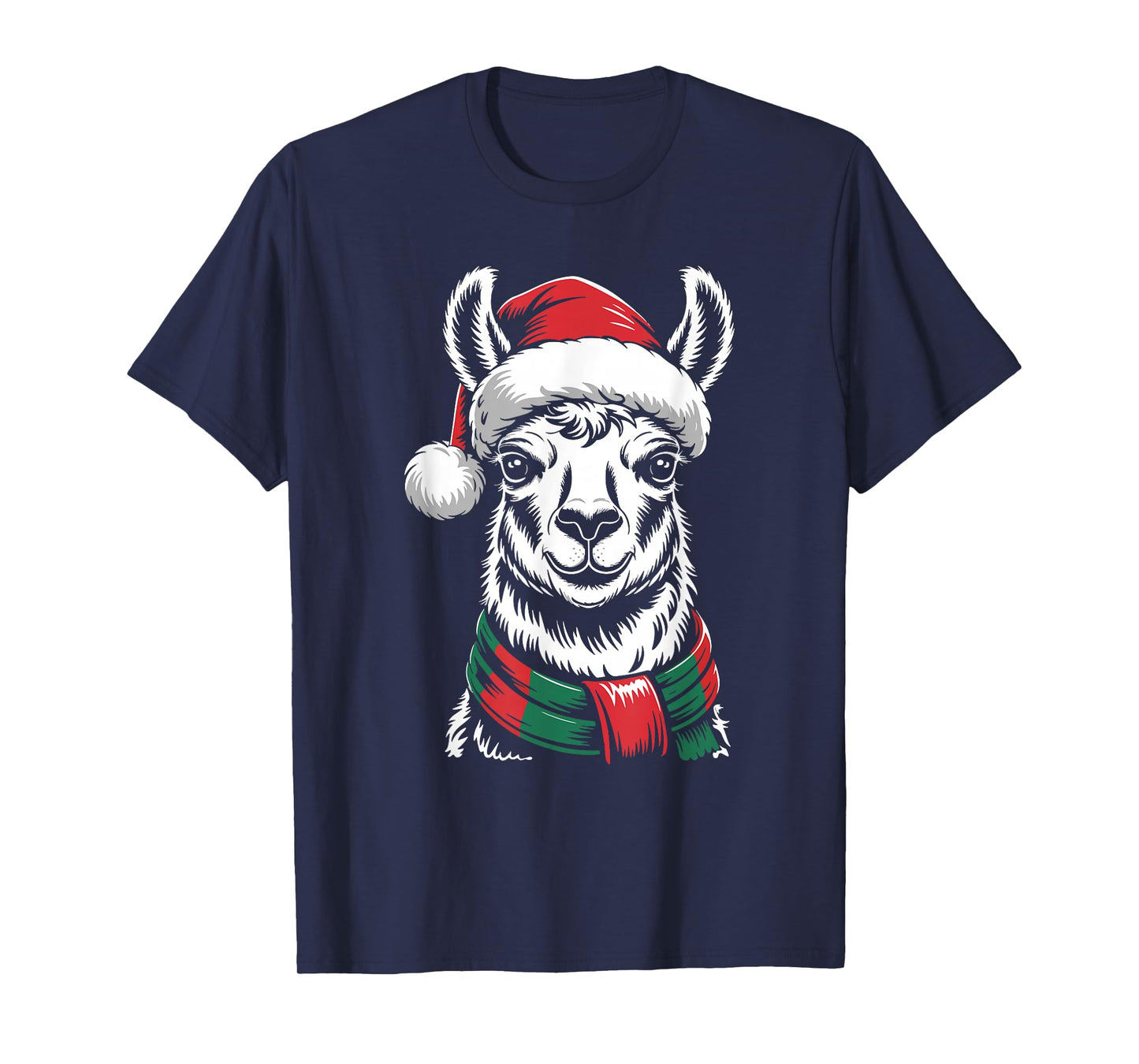 Llama Xmas Santa Hat Scarf Christmas Costume T-Shirt