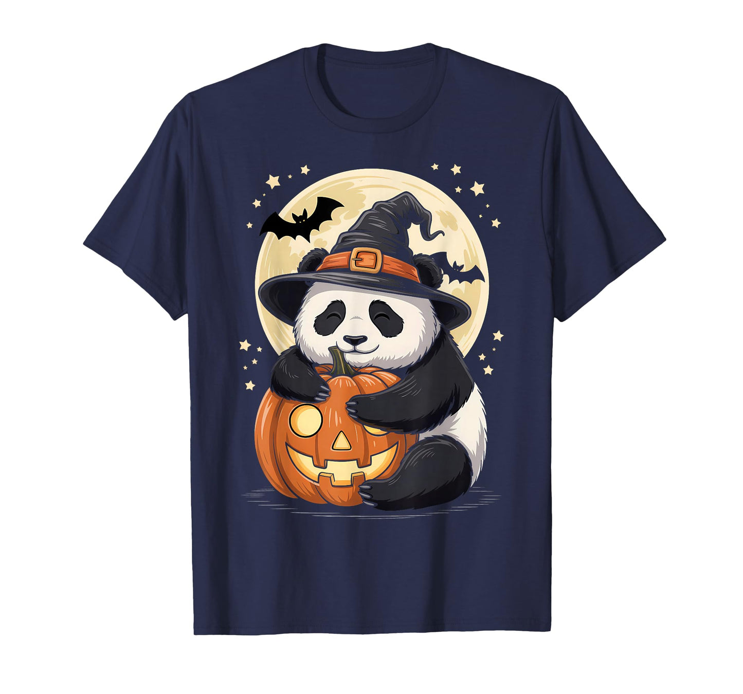 Halloween Panda Witch Hat Pumpkin Spooky T-Shirt