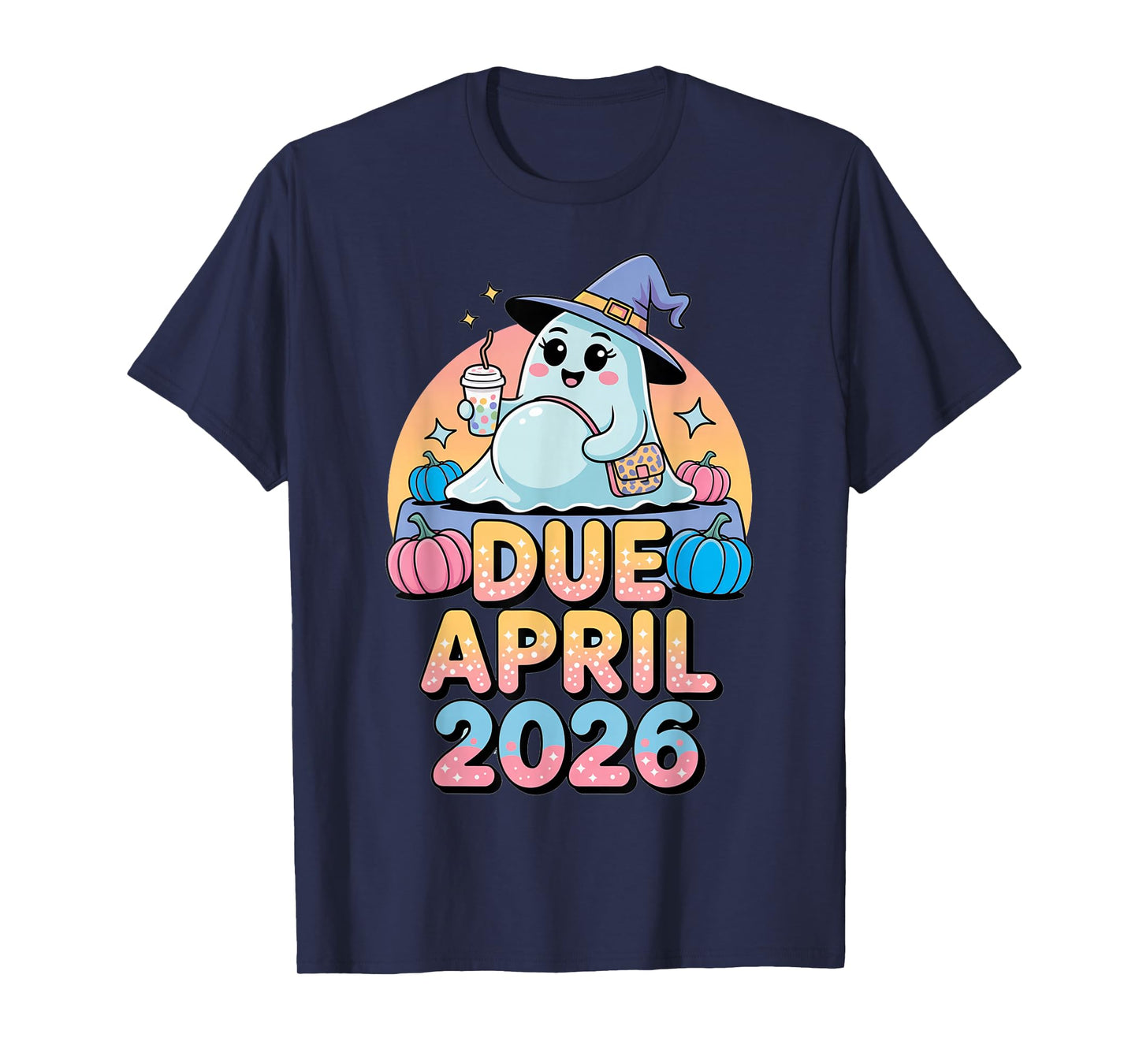 Halloween Pregnant Due April 2026 Mama Ghost Baby Mom T-Shirt