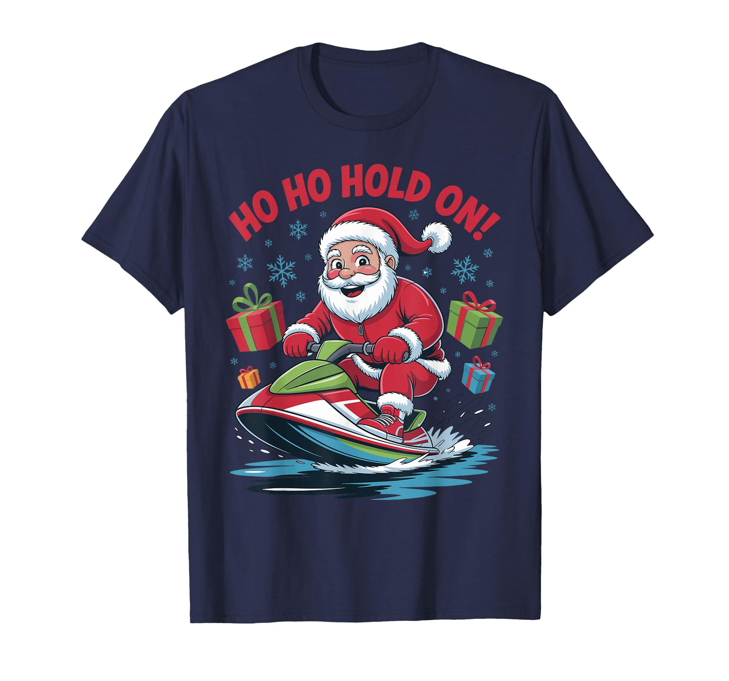 Funny Santa Jet Skiing Lover Christmas Xmas Pajama Men Women T-Shirt