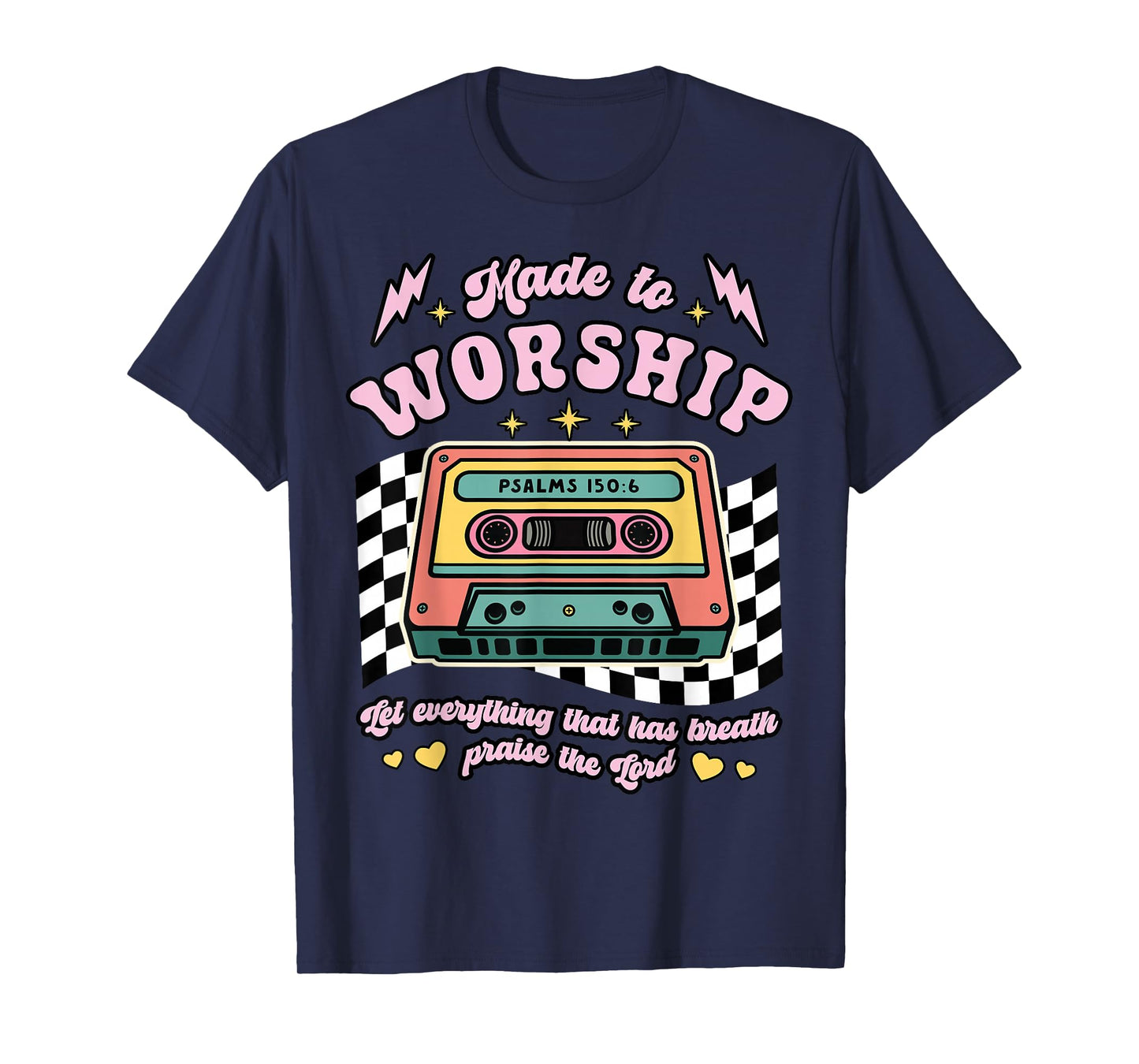 Retro Cassette Made to Worship Christian Music Bible Faith T-Shirt