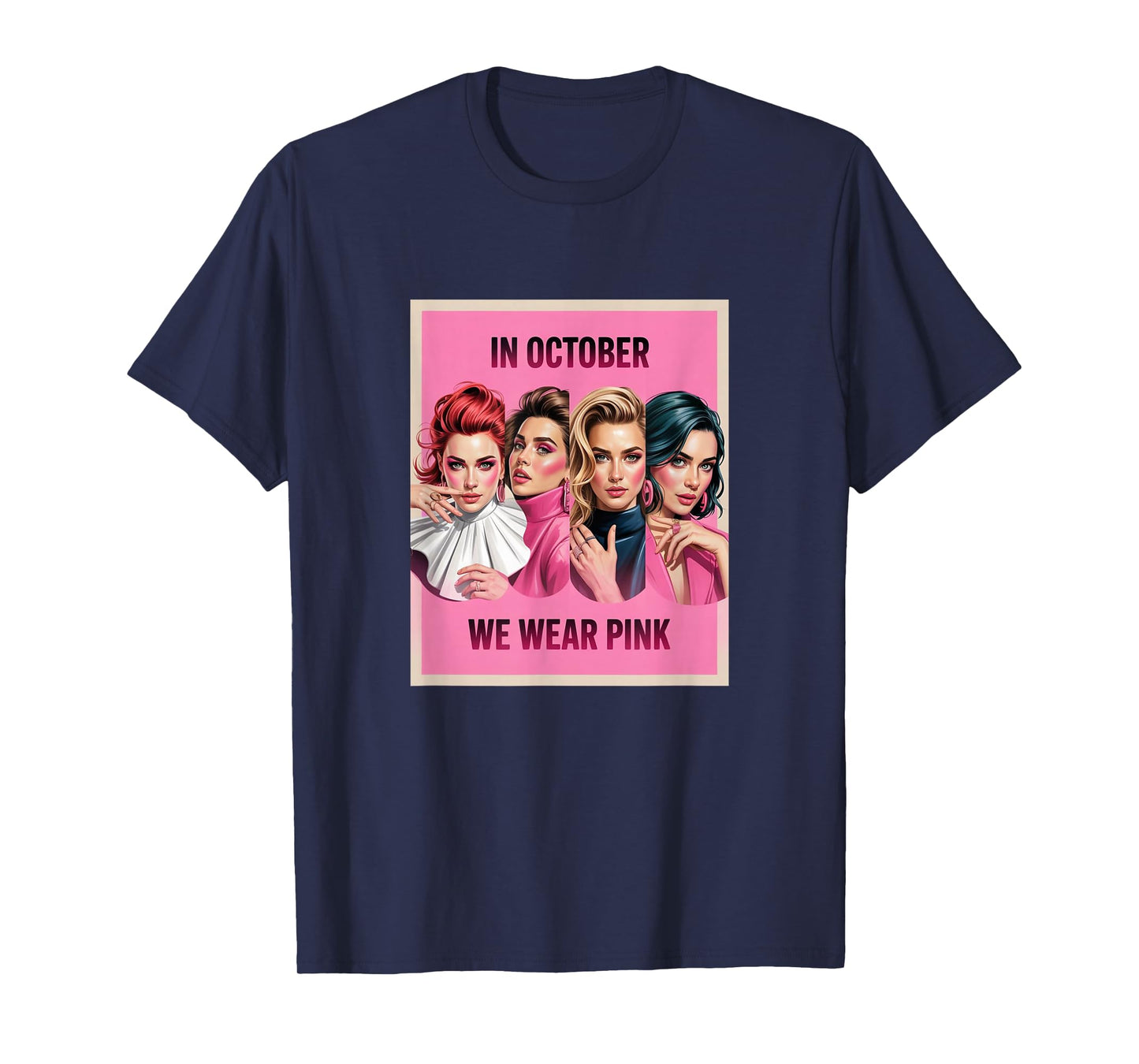 in October We Wear Pink - Witch & Ghost Halloween Apparel T-Shirt