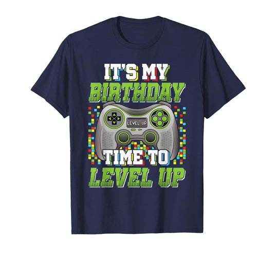 It's My Birthday Time To Level Up Video Game Gaming Men Boys T-Shirt