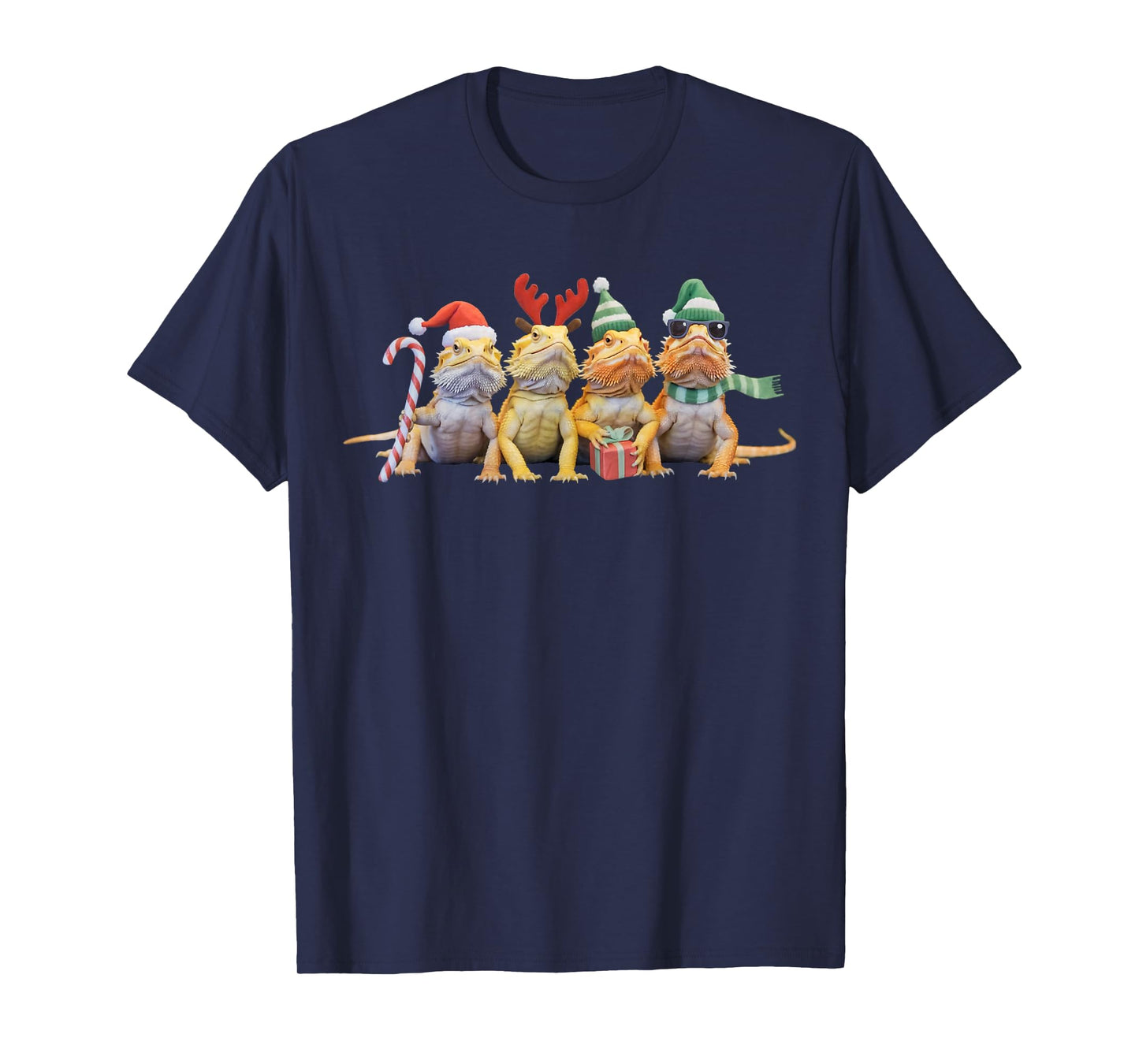 Funny Bearded Dragon Christmas Santa Lizard Xmas Reindeer T-Shirt