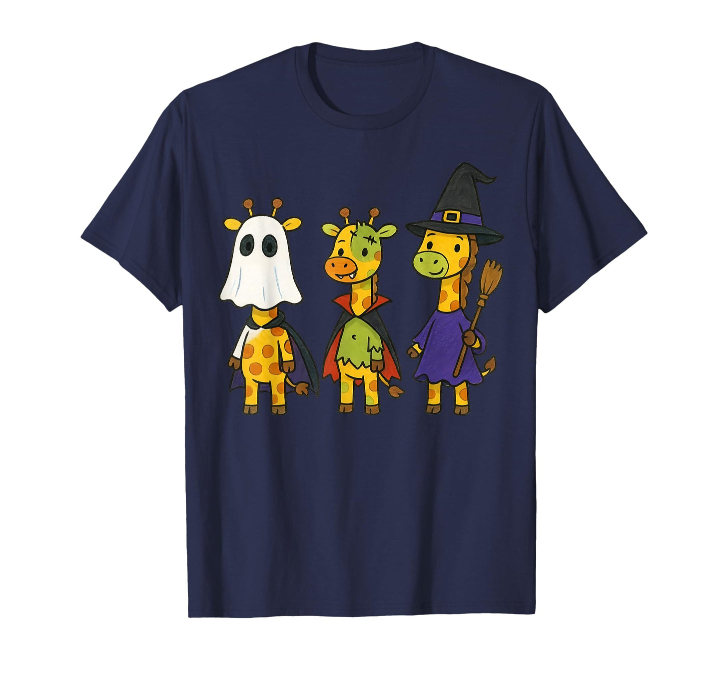 Giraffe Spooky Witch Boo Zombie Cute Halloween Boys Girls T-Shirt