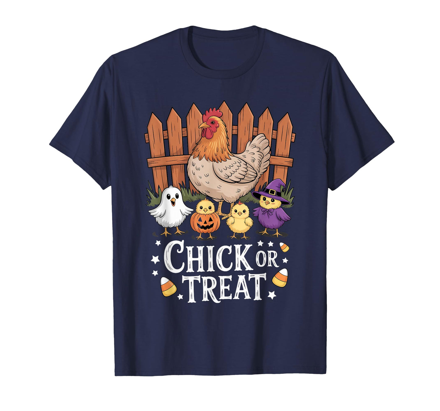 Chick or Treat Cute Halloween Witch Spooky Chicken Graphic T-Shirt