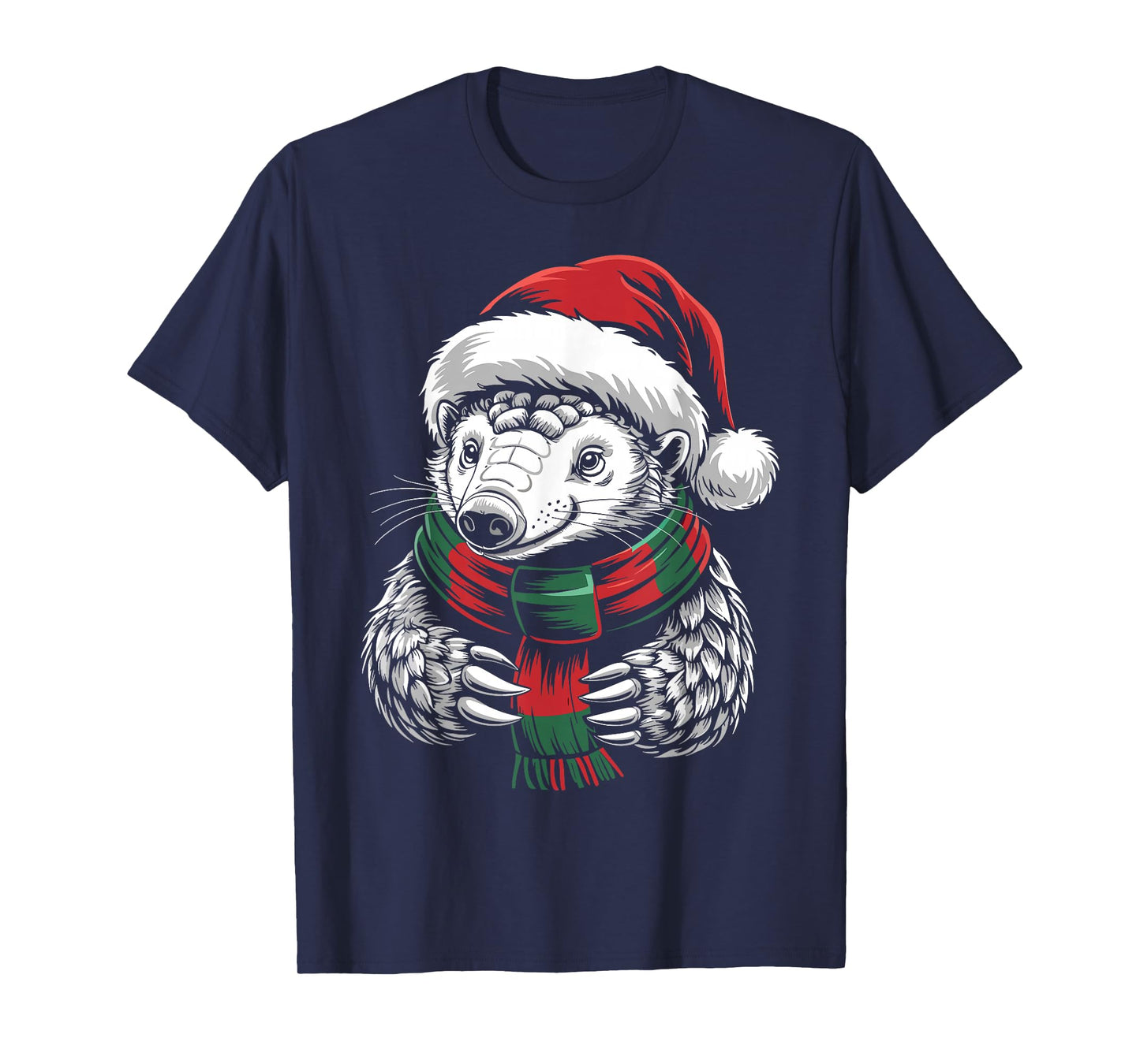 Pangolin Xmas Santa Hat Scarf Christmas Costume T-Shirt