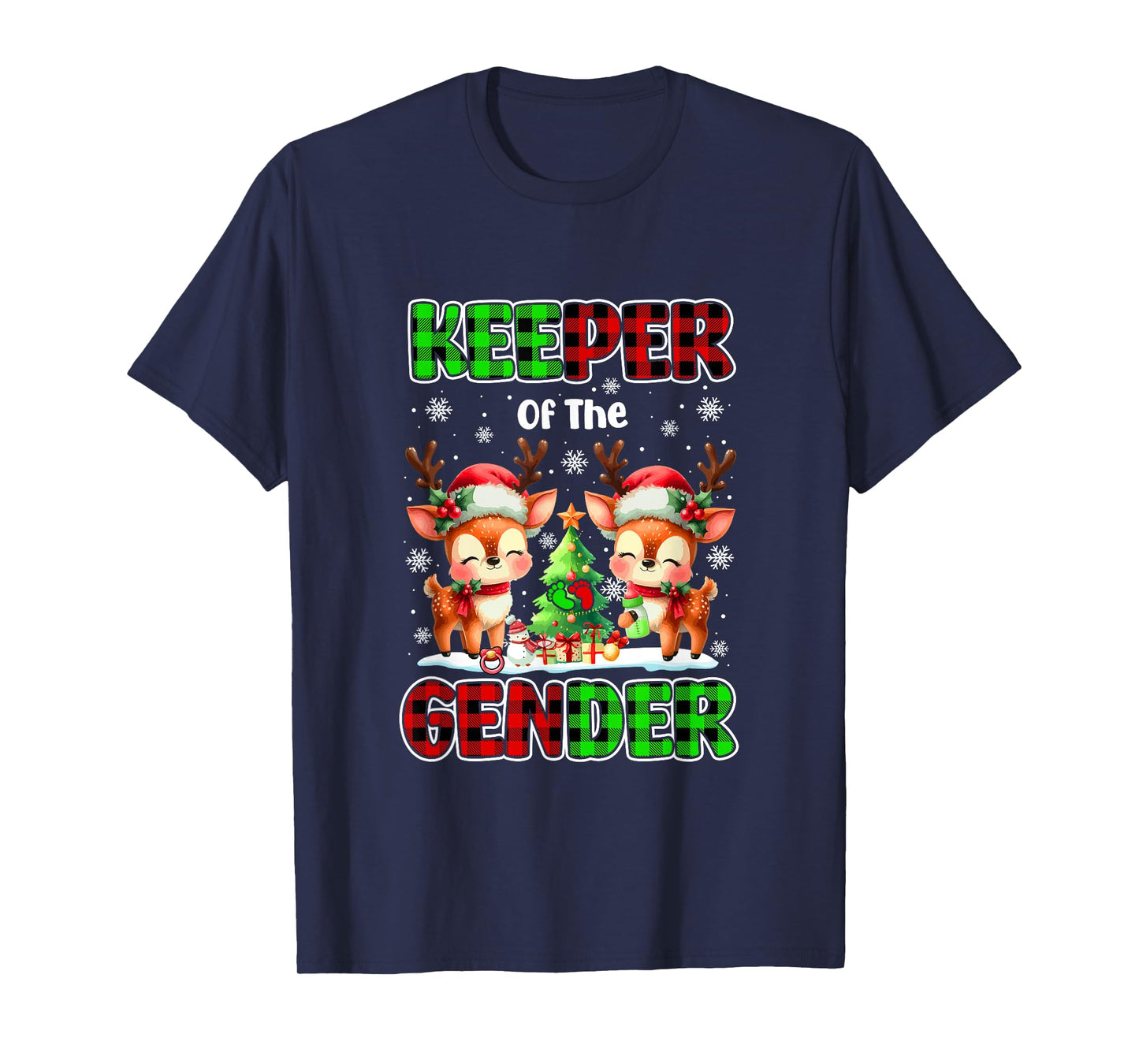 Keeper of Gender Christmas Couple Reindeer Expecting Baby T-Shirt