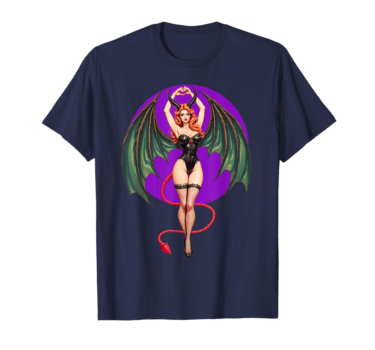Sexy Succubus Monster Halloween Hand Heart Pin-Up Girl Devil T-Shirt