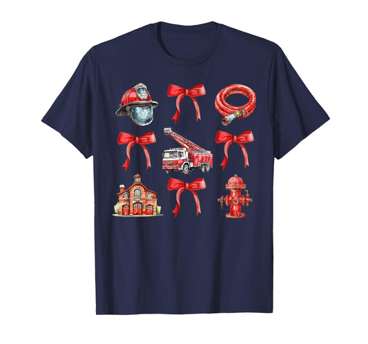Vintage Coquette Bow Firefighter Firehouse Fireman Men Women T-Shirt