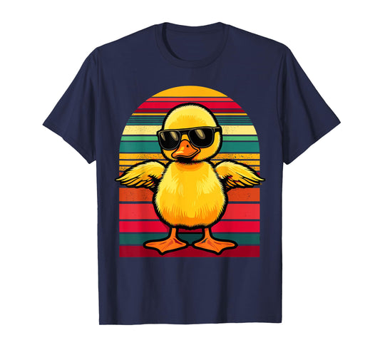 Yellow Duck in Sunglasses Retro Funny Duck T-Shirt