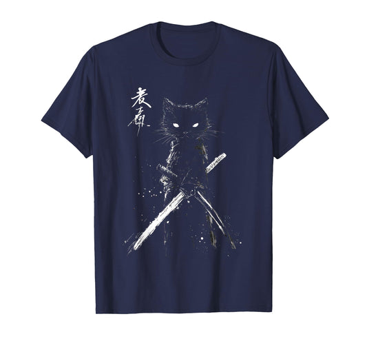 Samurai Cat Ukiyo-e Art Vintage Japanese Warrior Aesthetic T-Shirt