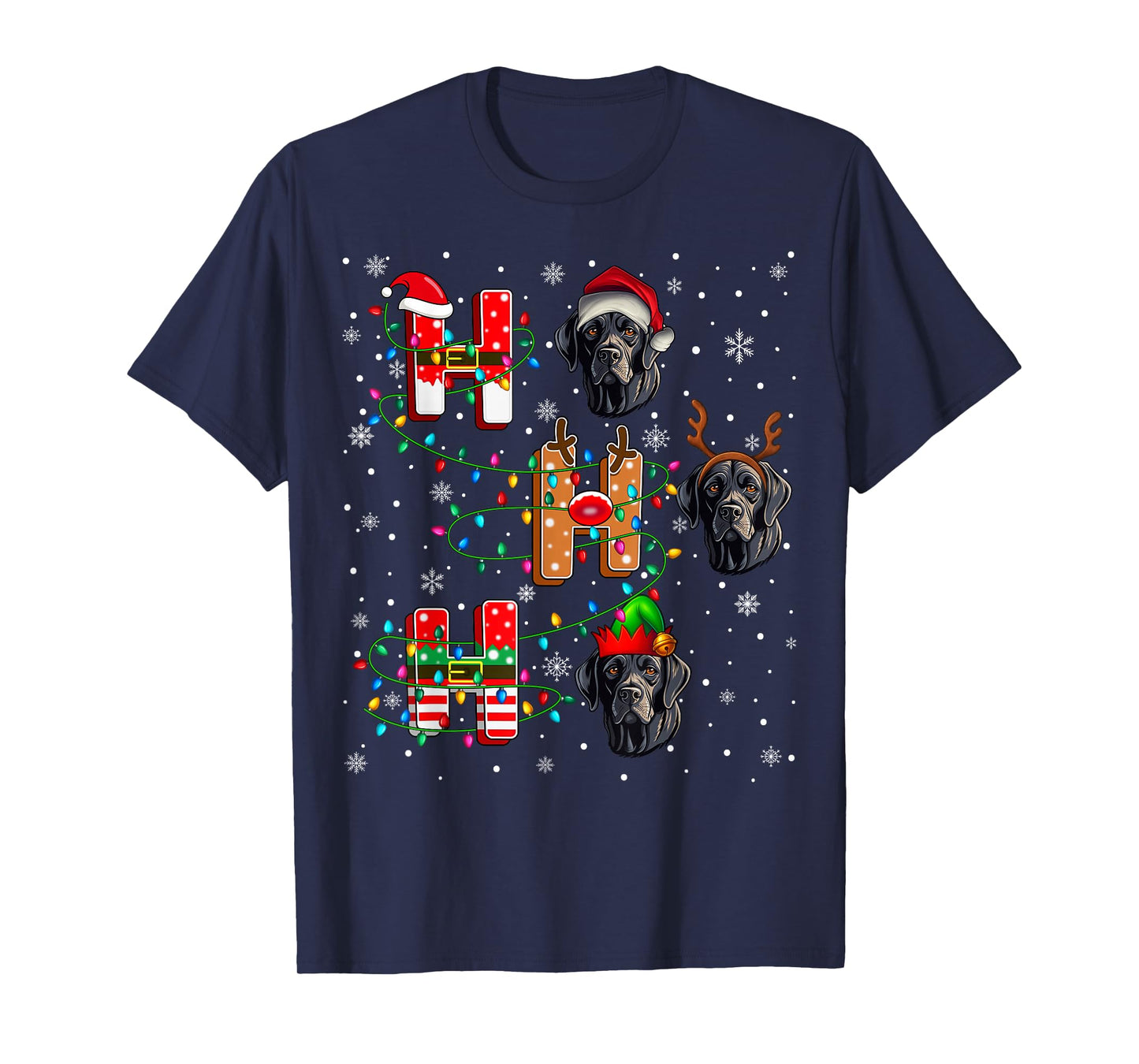 Ho Ho Ho Santa Hat Elf Matching Labrador Retriever Dog Xmas T-Shirt