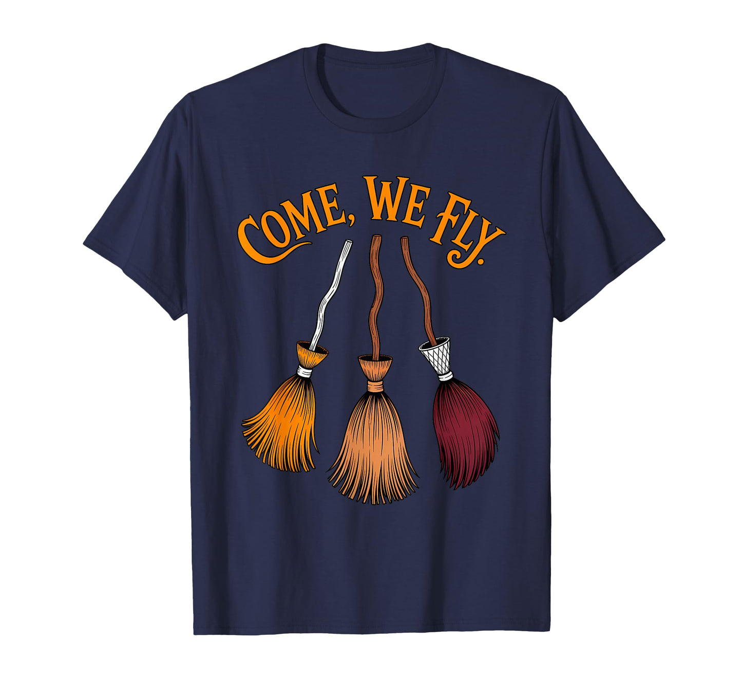 Come We Fly Witch Brooms Fall Graphic Vintage Halloween T-Shirt