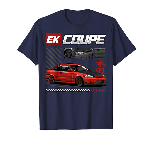 Civic EK Coupe Type R Japanese Car T-Shirt, Small, Black