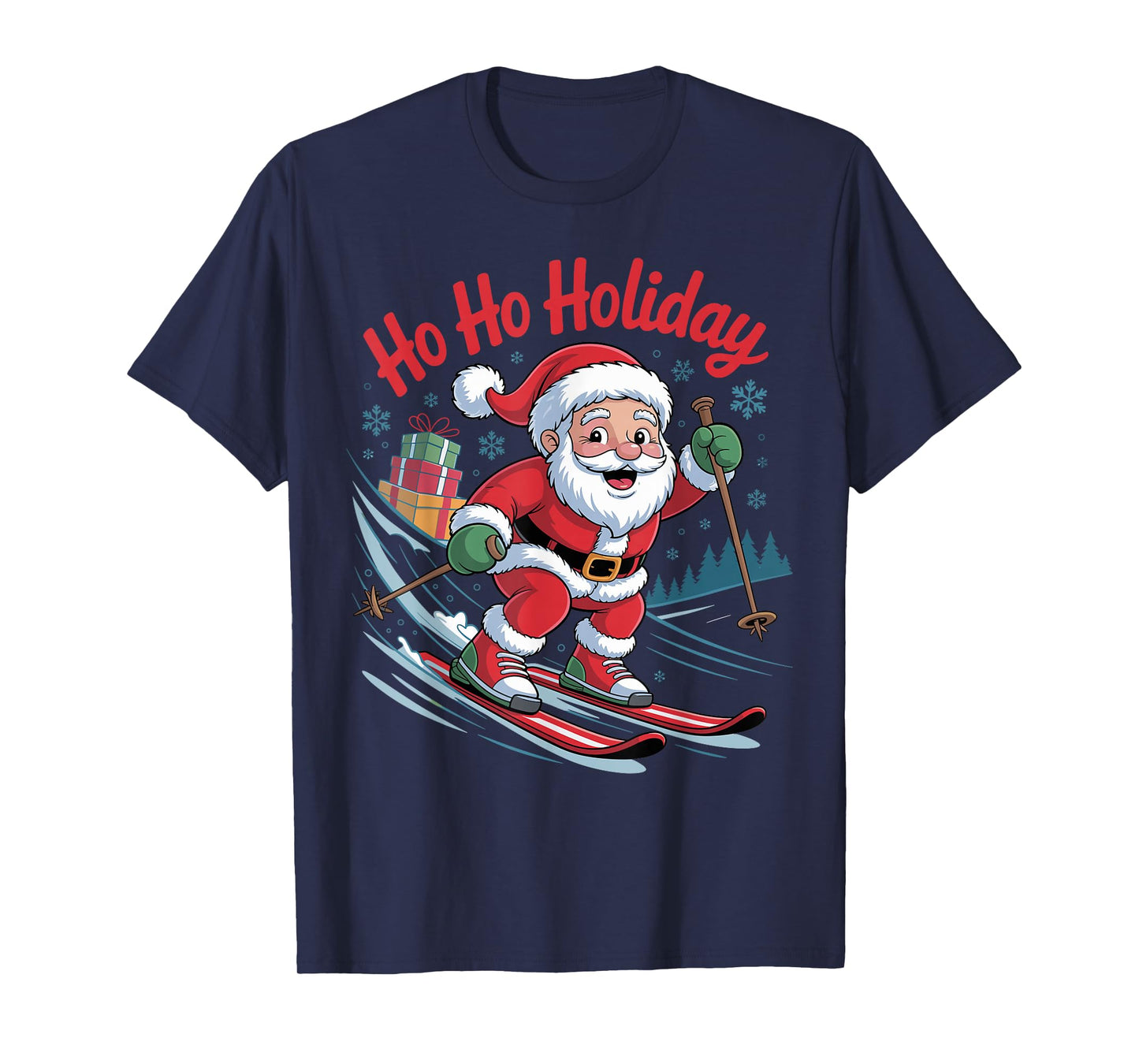 Funny Santa Skiing Lover Holiday Christmas Xmas Pajama T-Shirt