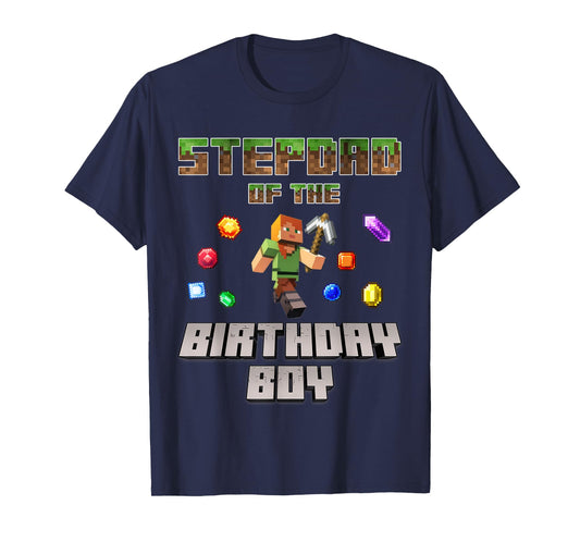 Stepdad Of The Birthday Boy Video Gamer Pixel Number T-Shirt