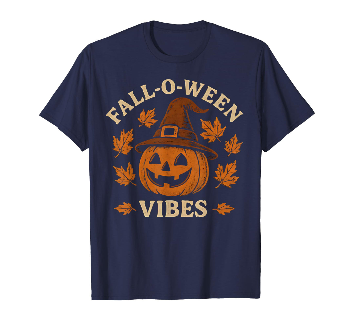 Fall O Ween Vibes Pumpkin Autumn Halloween T-Shirt