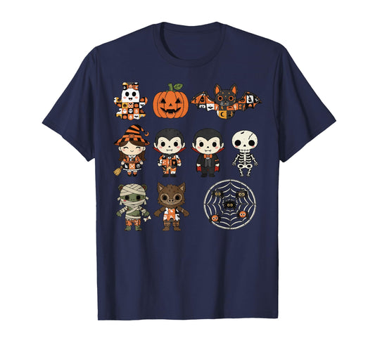 Halloween Patchwork Spooky Patch Friends Party T-Shirt