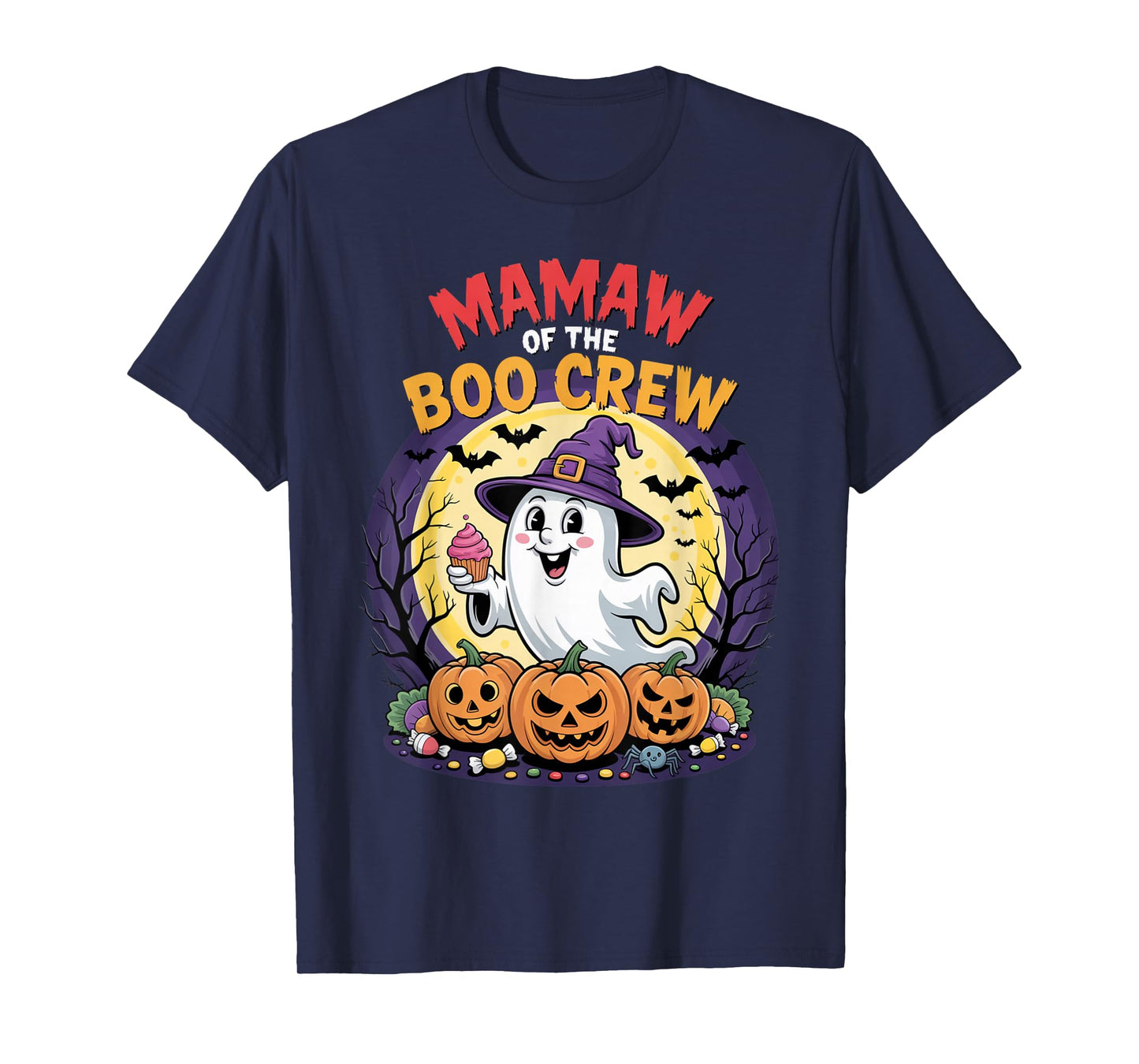 Mamaw of The Boo Crew Funny Halloween Ghost Outfit Pumpkins T-Shirt
