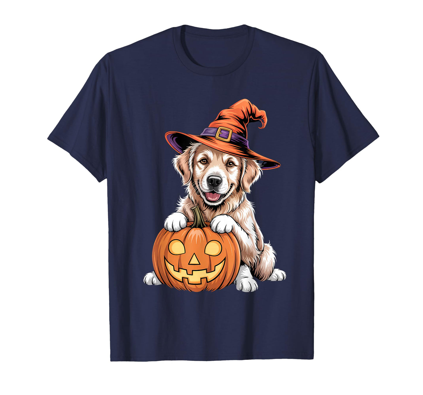 Golden Retriever Halloween Dog Outfit with Pumpkin T-Shirt