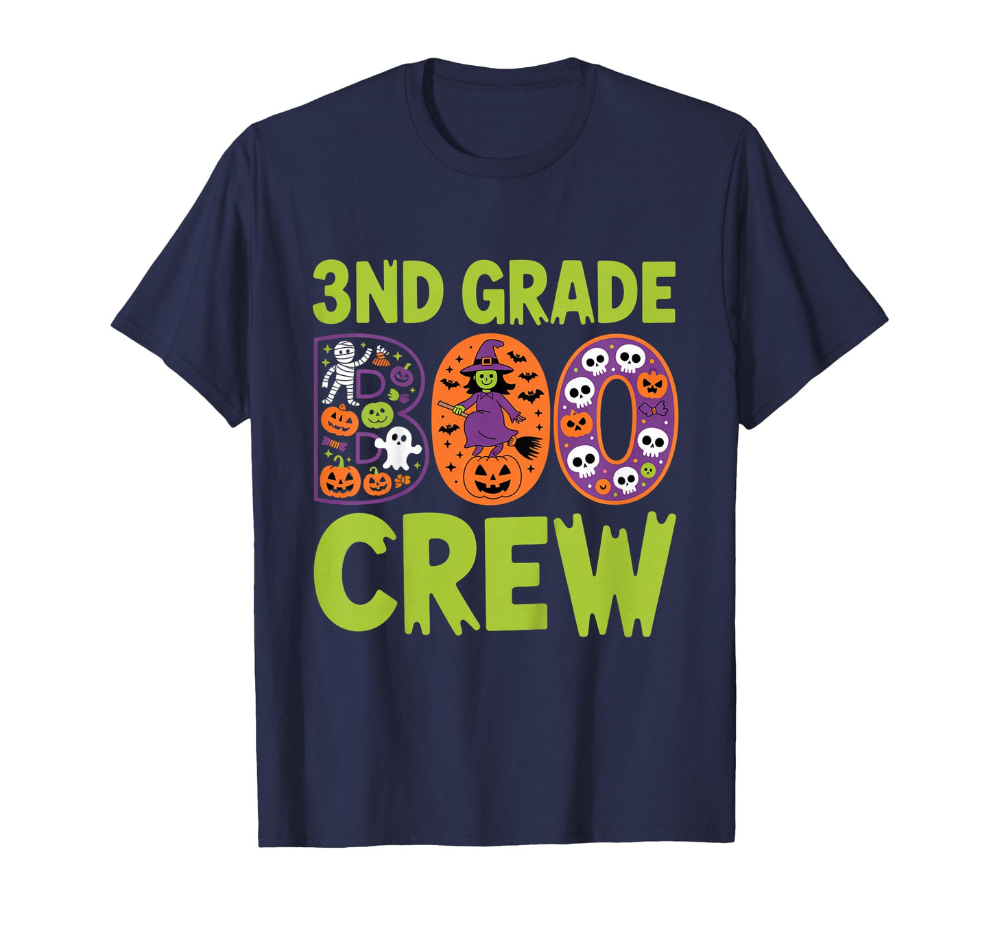 3rd Grade Boo Crew Halloween Classroom Outfit for Spooky Fun T-Shirt