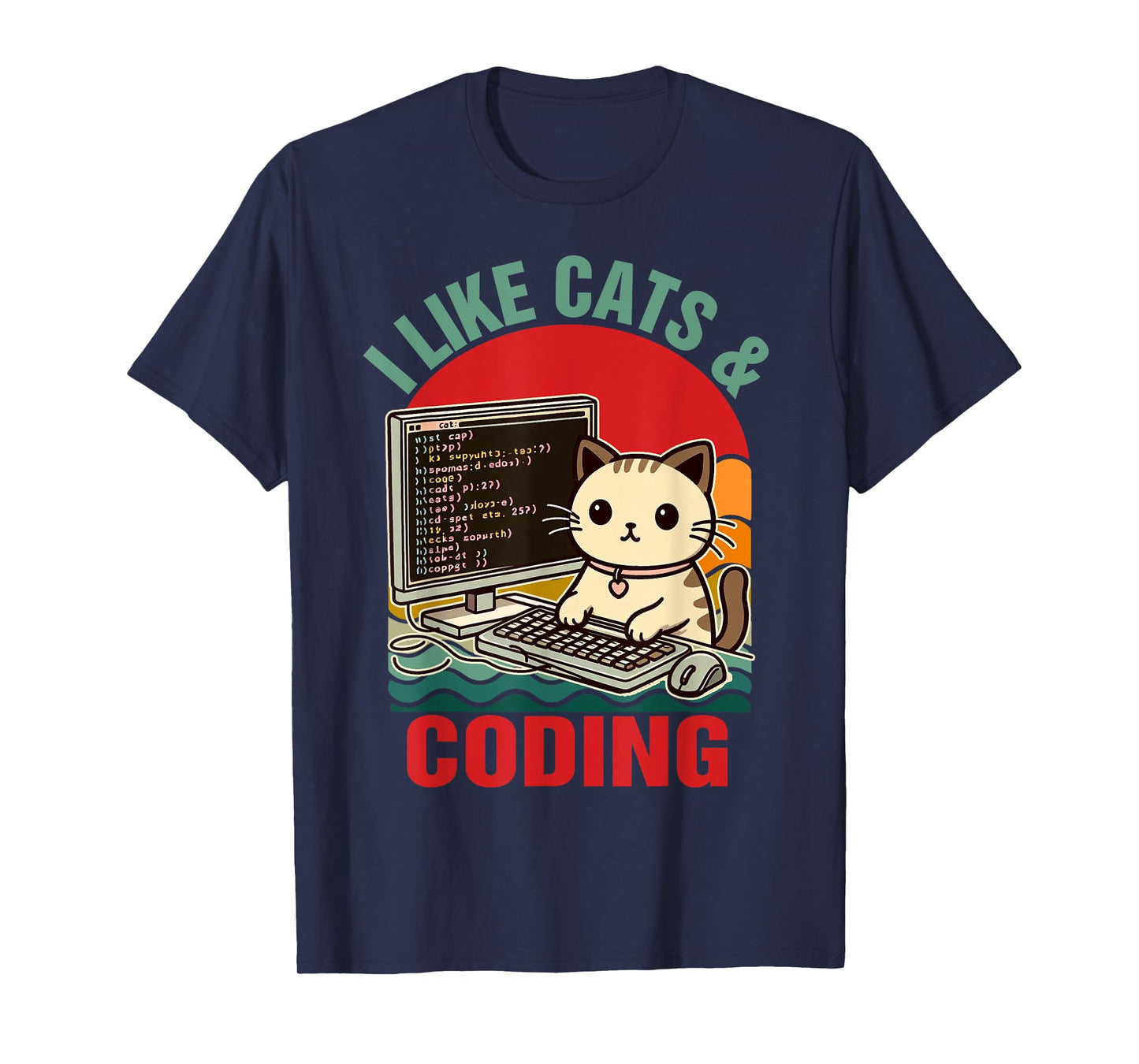 Coder Programmer Cat Lover Cat Dad I Like Cats & Coding Men Women T-Shirt
