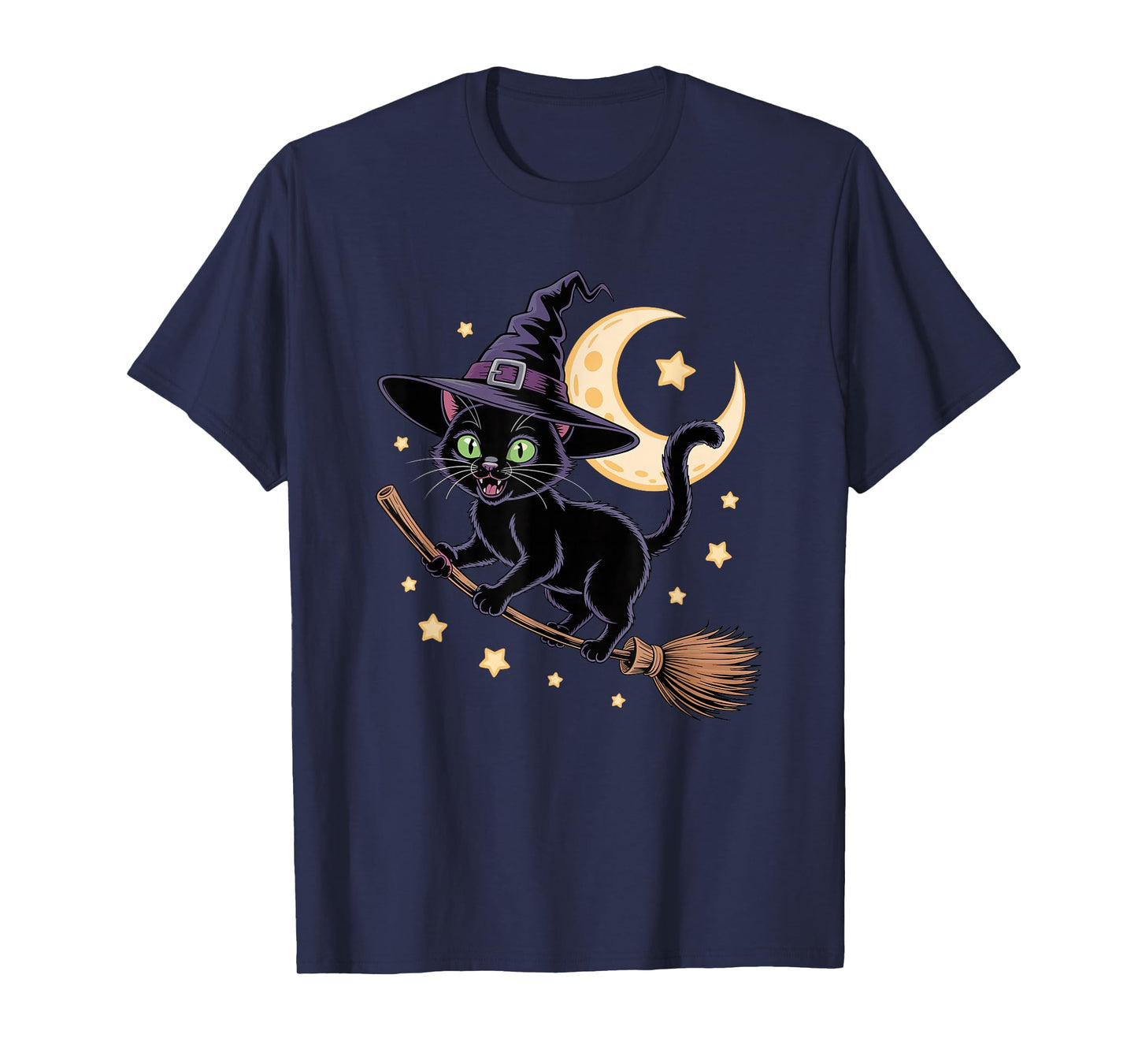 Halloween Witch Bombay Cat Broom T-Shirt