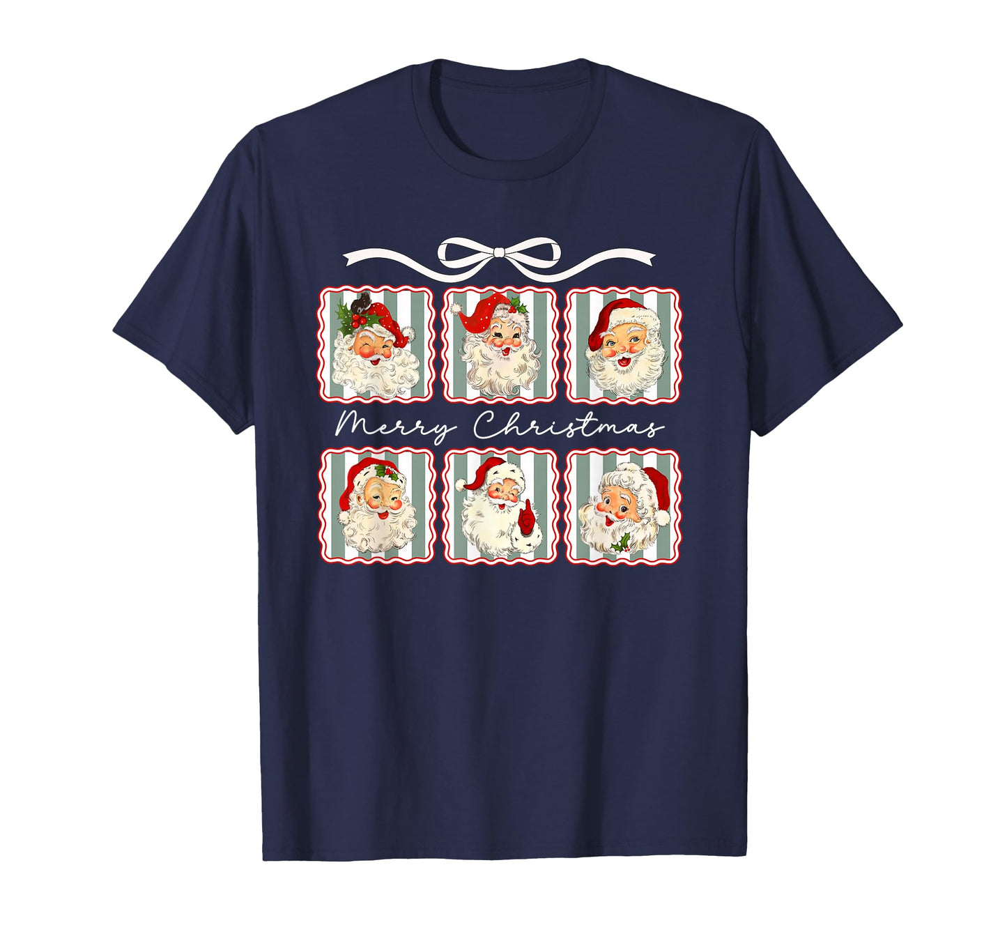 Pretty Vintage Merry Christmas Santa Claus Face T-Shirt