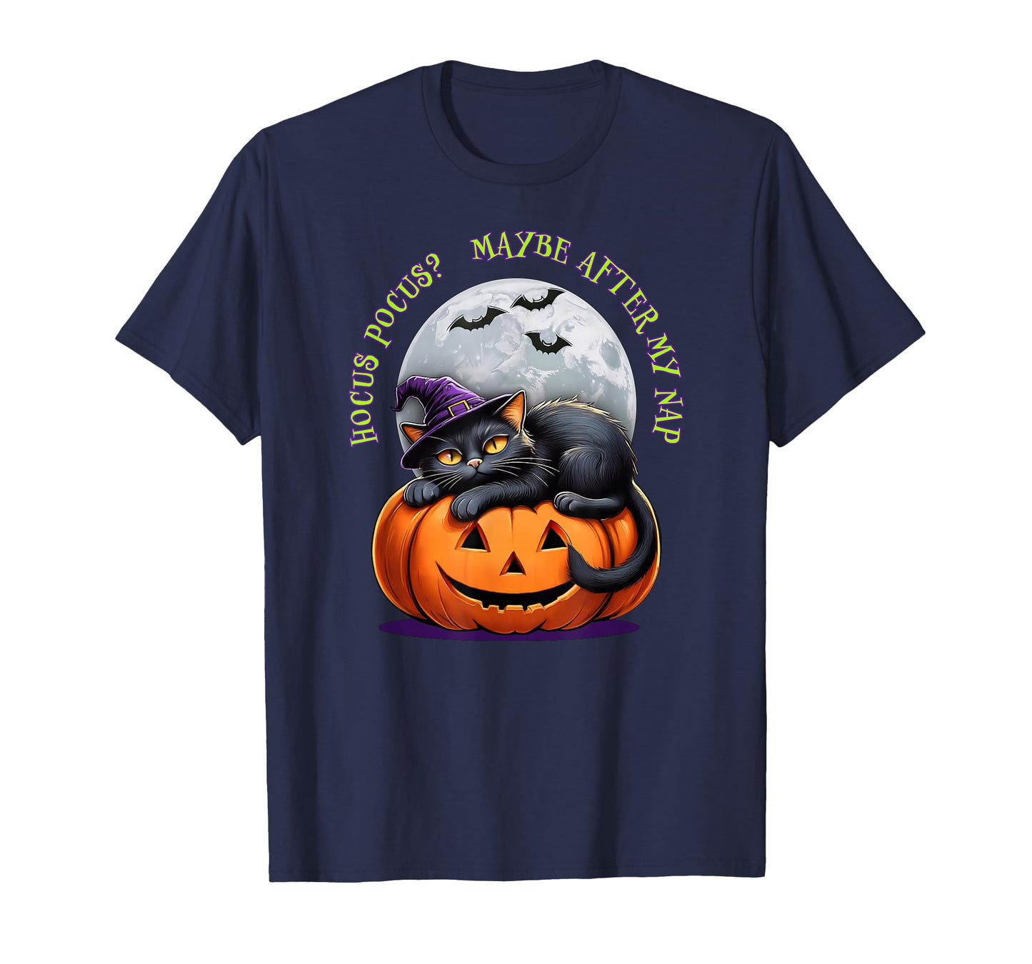 Black Cat Halloween Hocus Pocus Funny Pumpkin Costume Gift T-Shirt