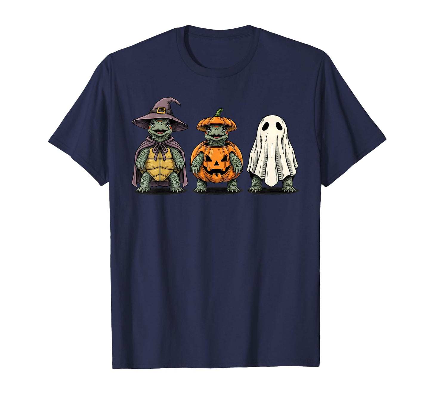 Spooky Ghost Red Eared Slider Turtle Lover Pumpkin Halloween T-Shirt