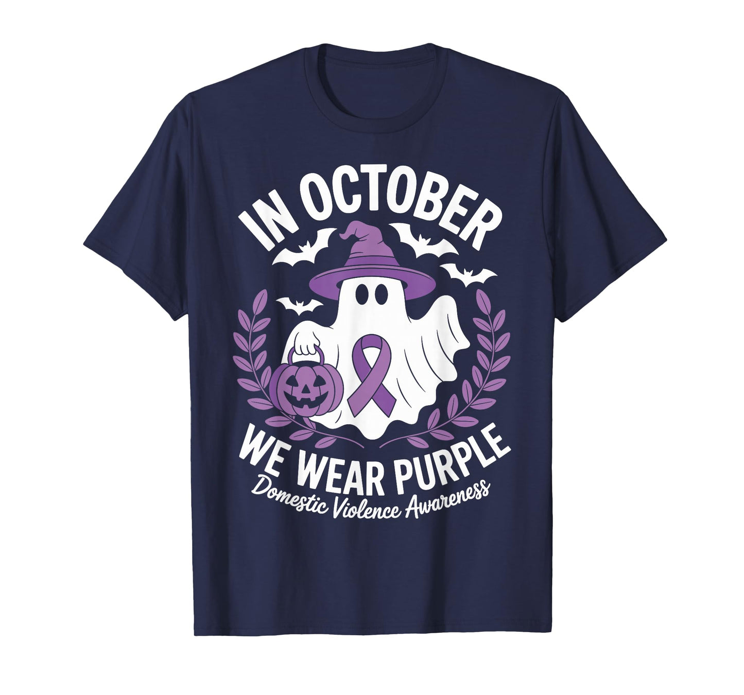 Halloween Ghost Purple Domestic Violence Awareness Men Women T-Shirt