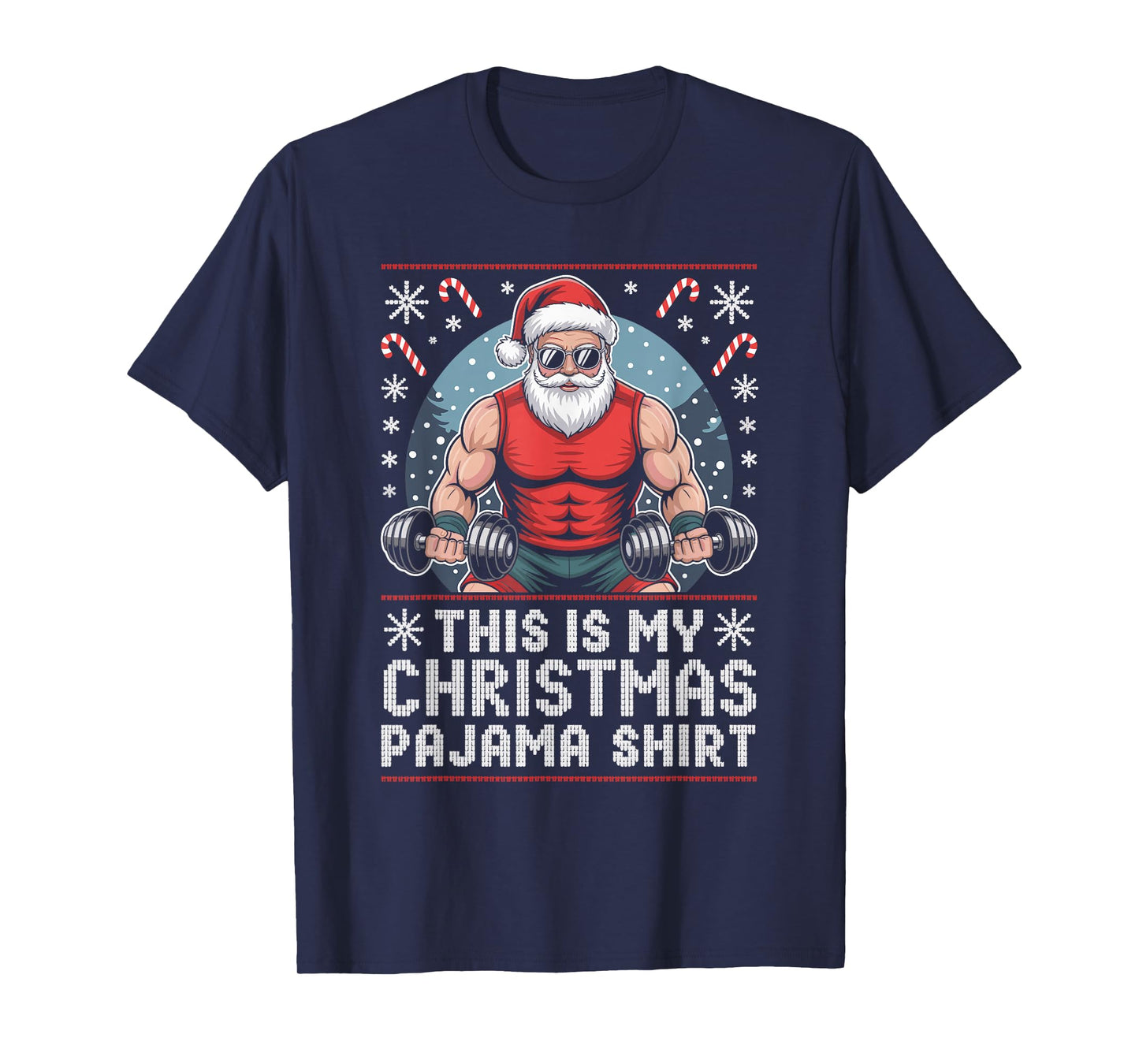 Santa Weightlifting Ugly Christmas Sweater Fitness Deadlift T-Shirt