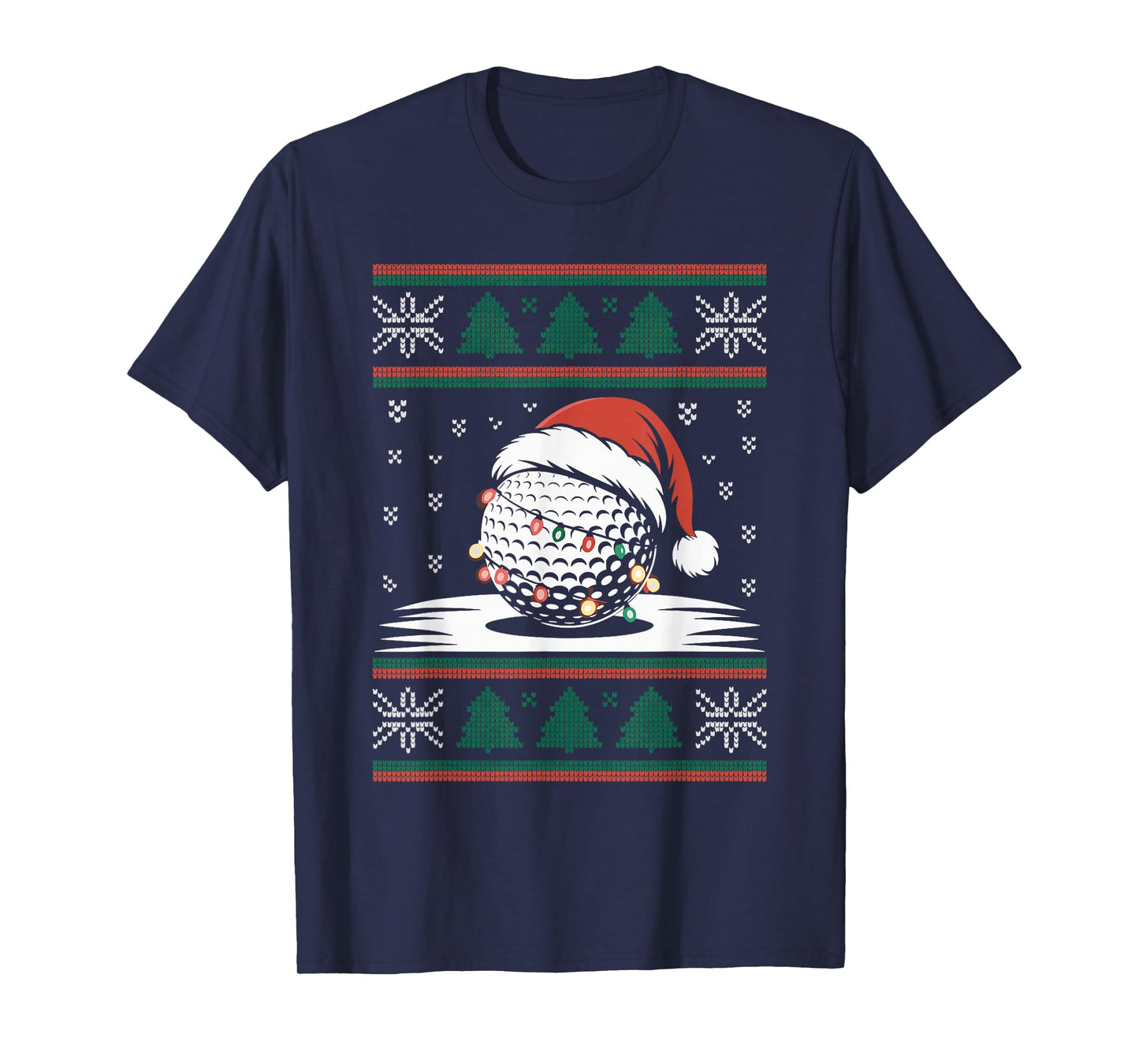 Golf Ball Santa Hat Ugly Christmas Sweater Golfer Golfing T-Shirt