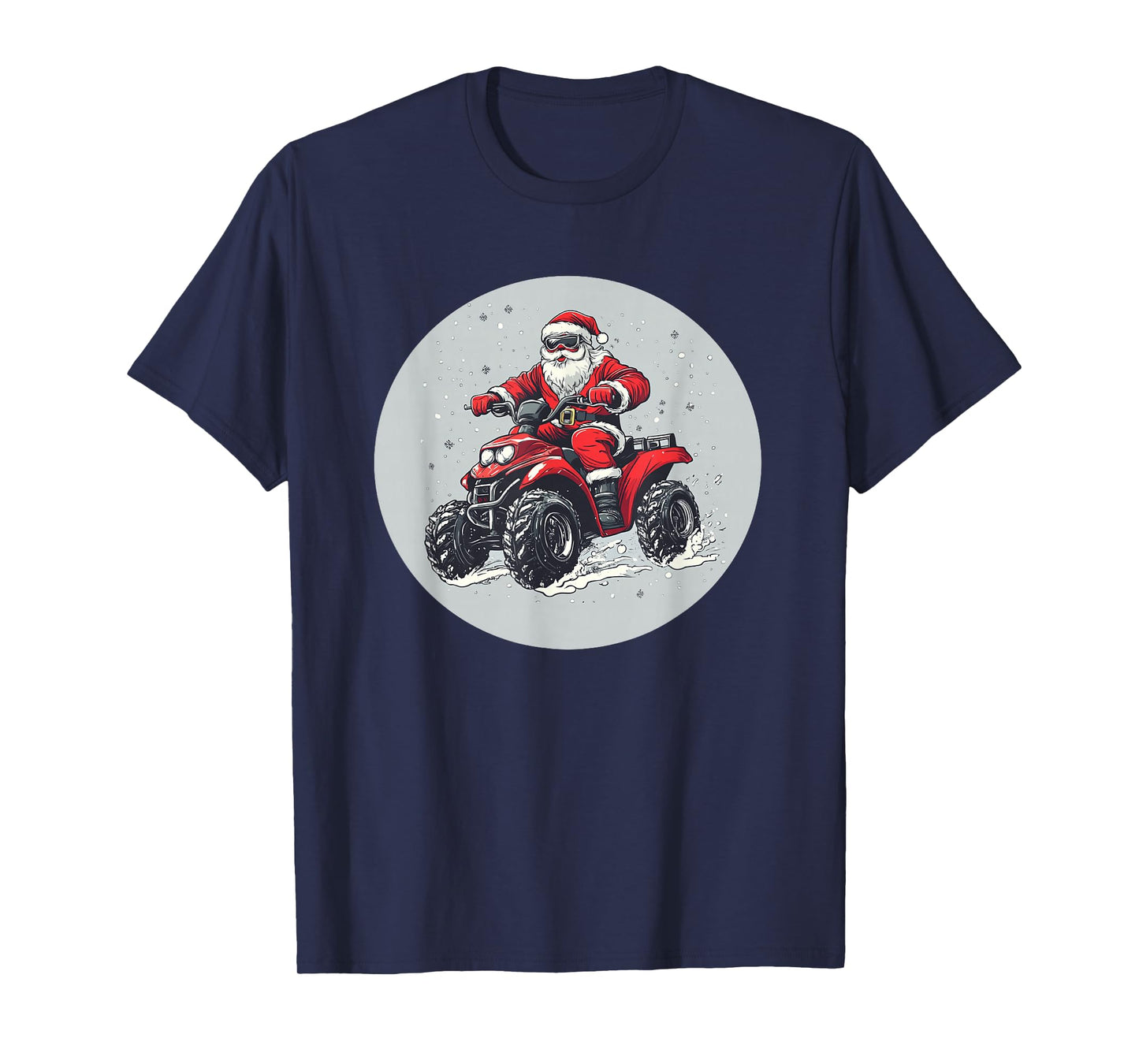 Santa Claus Goes Off-Road with a Cool Quad Adventure T-Shirt