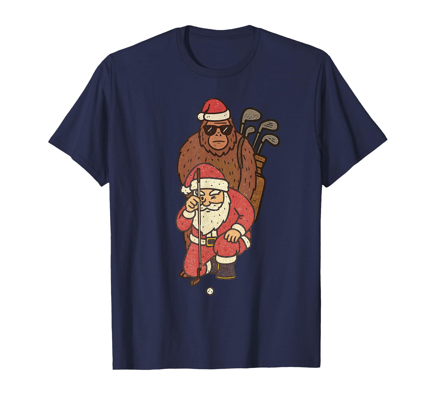 Santa Playing Golf Christmas Vintage Funny Xmas T-Shirt