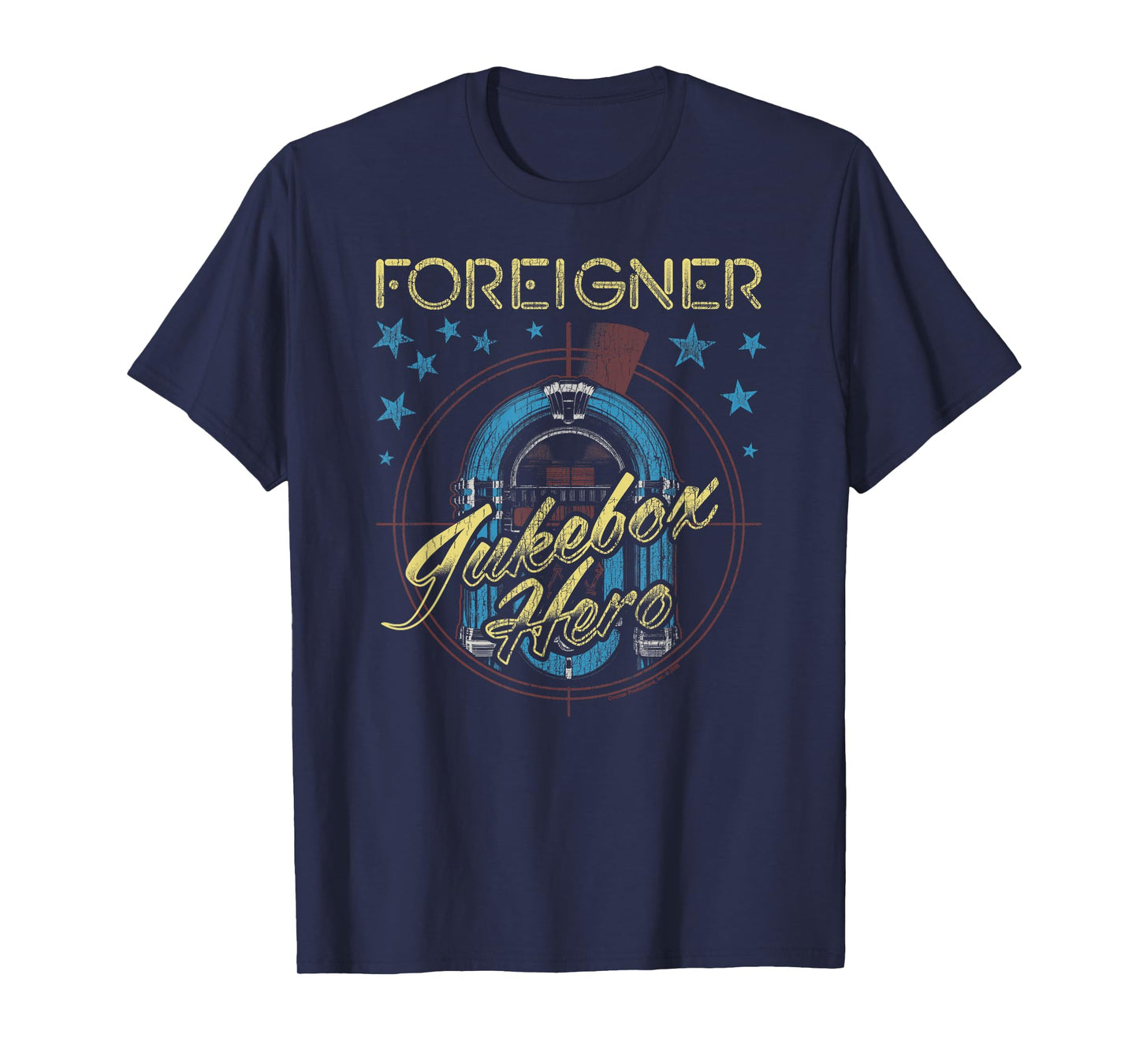 Foreigner Jukebox Hero Vintage Logo Distressed T-Shirt