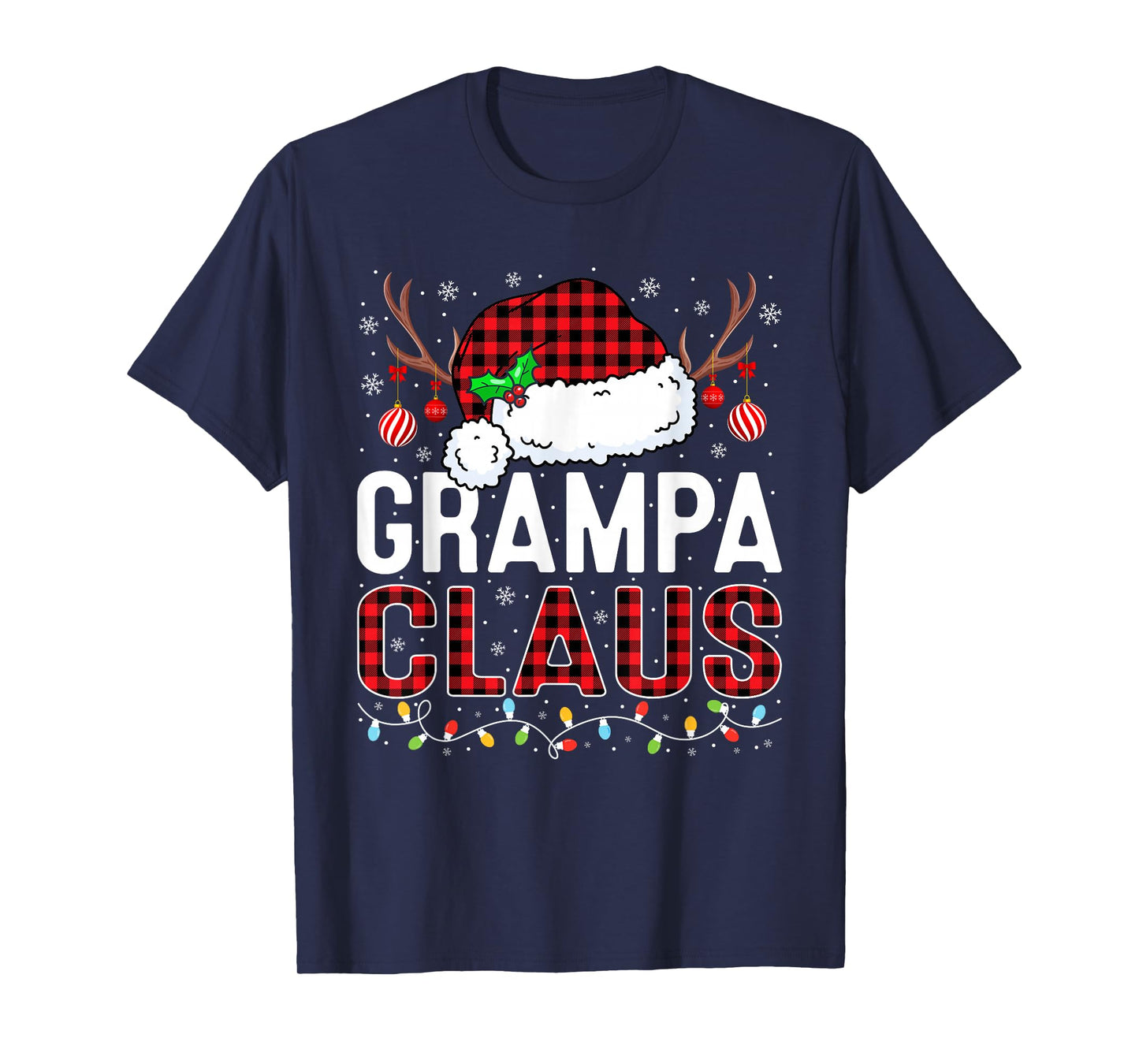 Christmas Lights Grampa Claus Family Matching Xmas Pajama T-Shirt