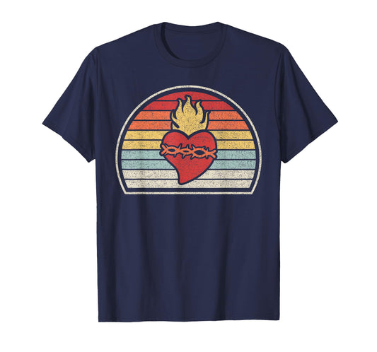Vintage Retro Sacred Heart Of Jesus Christ Catholic T-Shirt
