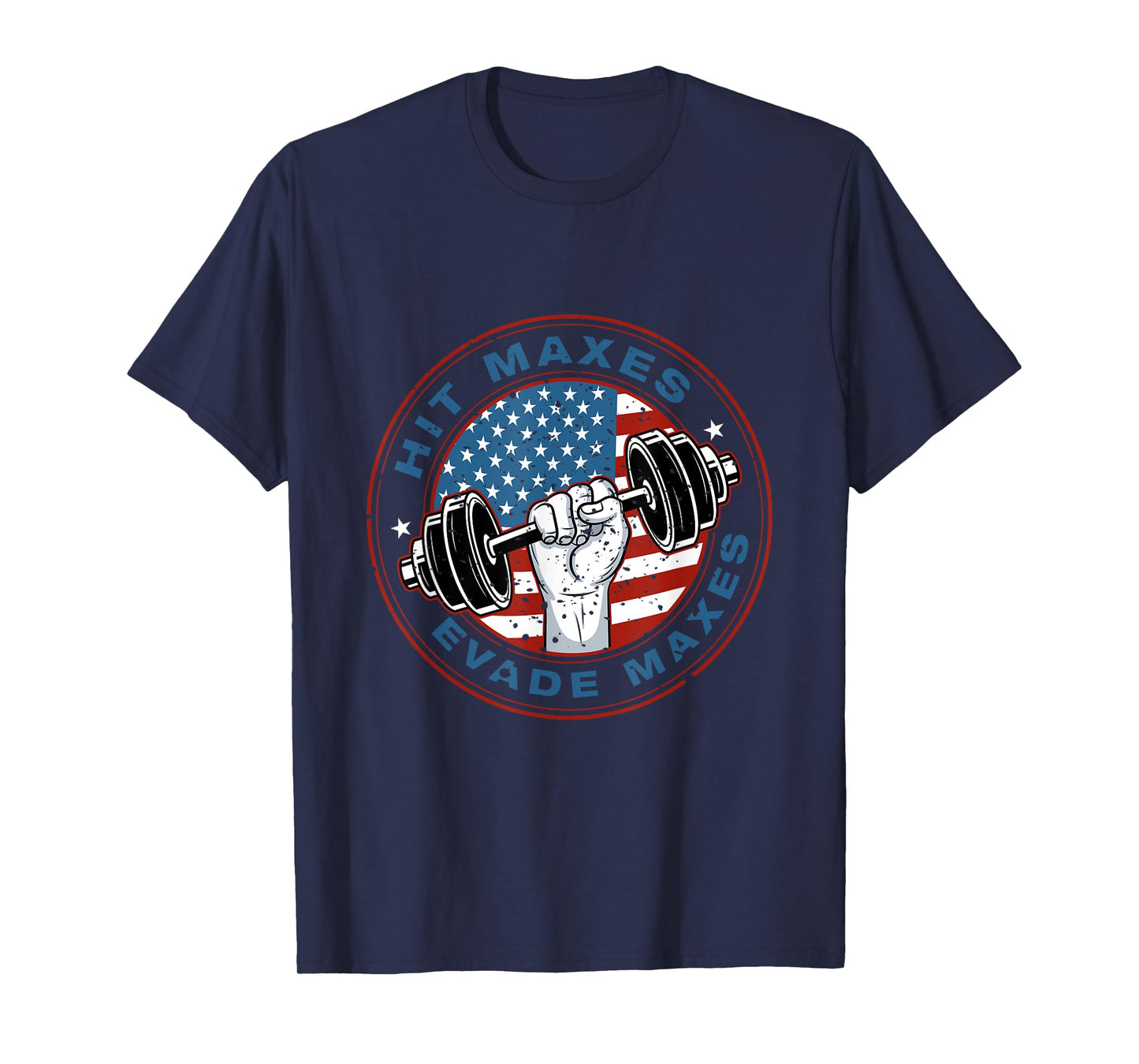 Hit Maxes Evade Taxes Fun Sarcastic Lifting Gym USA Flag T-Shirt for Women Men